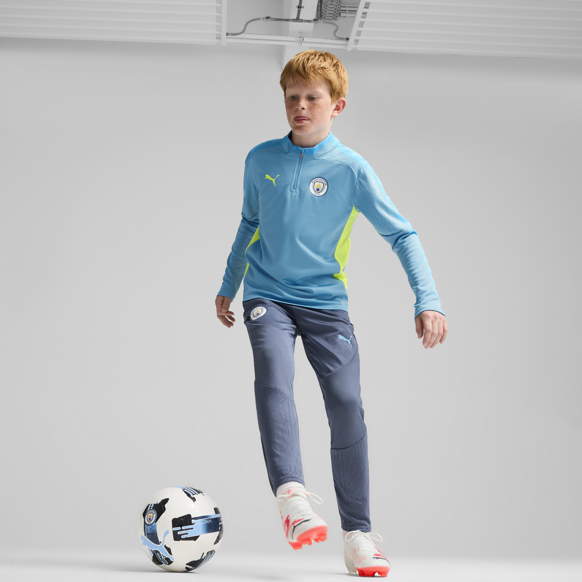 Puma Manchester City Quarter-Zip Training Top Youth, Blue, Size 5-6Y, Clothing