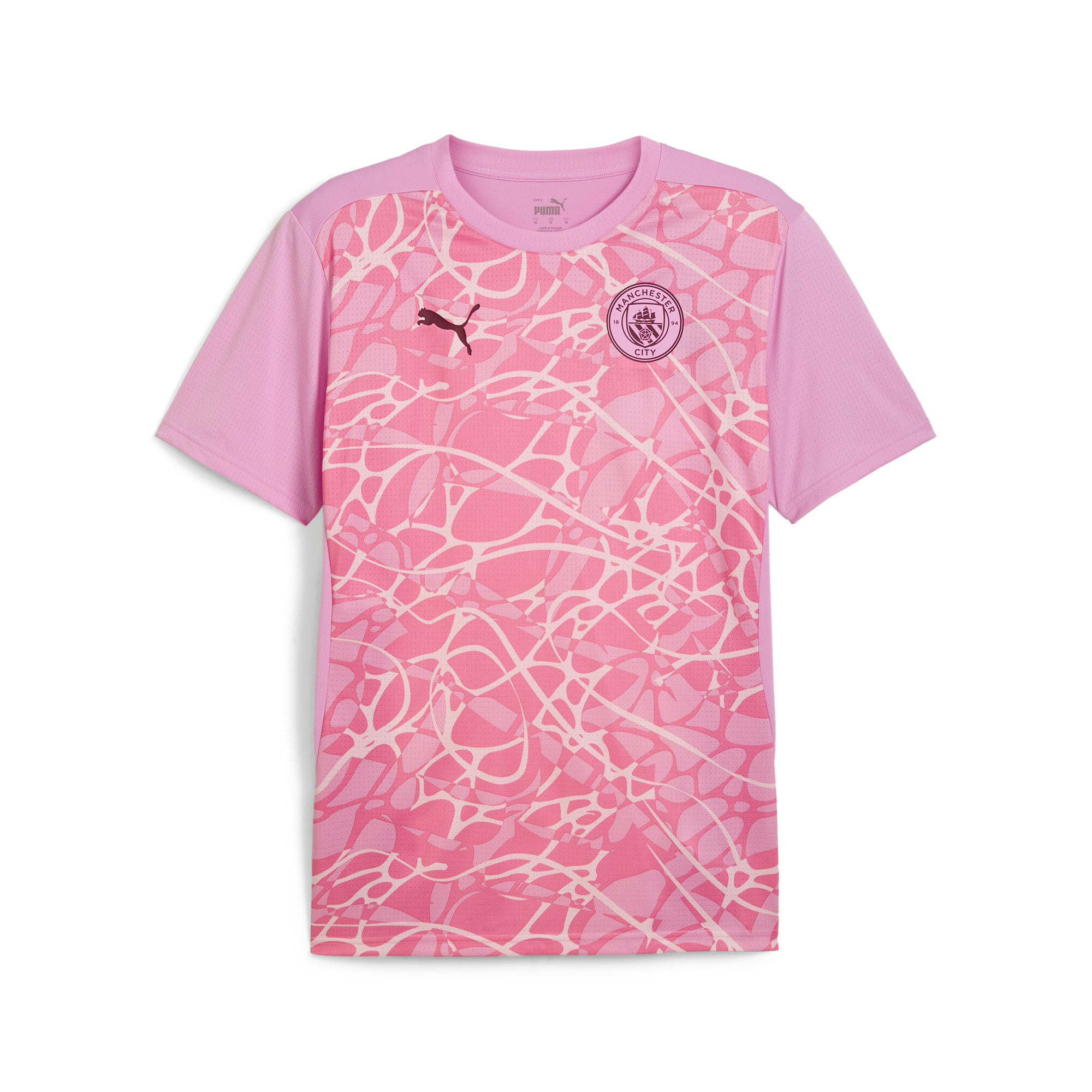 Men's Puma Manchester City Pre-match Short Sleeve Jersey, Pink, Size XL, Sport