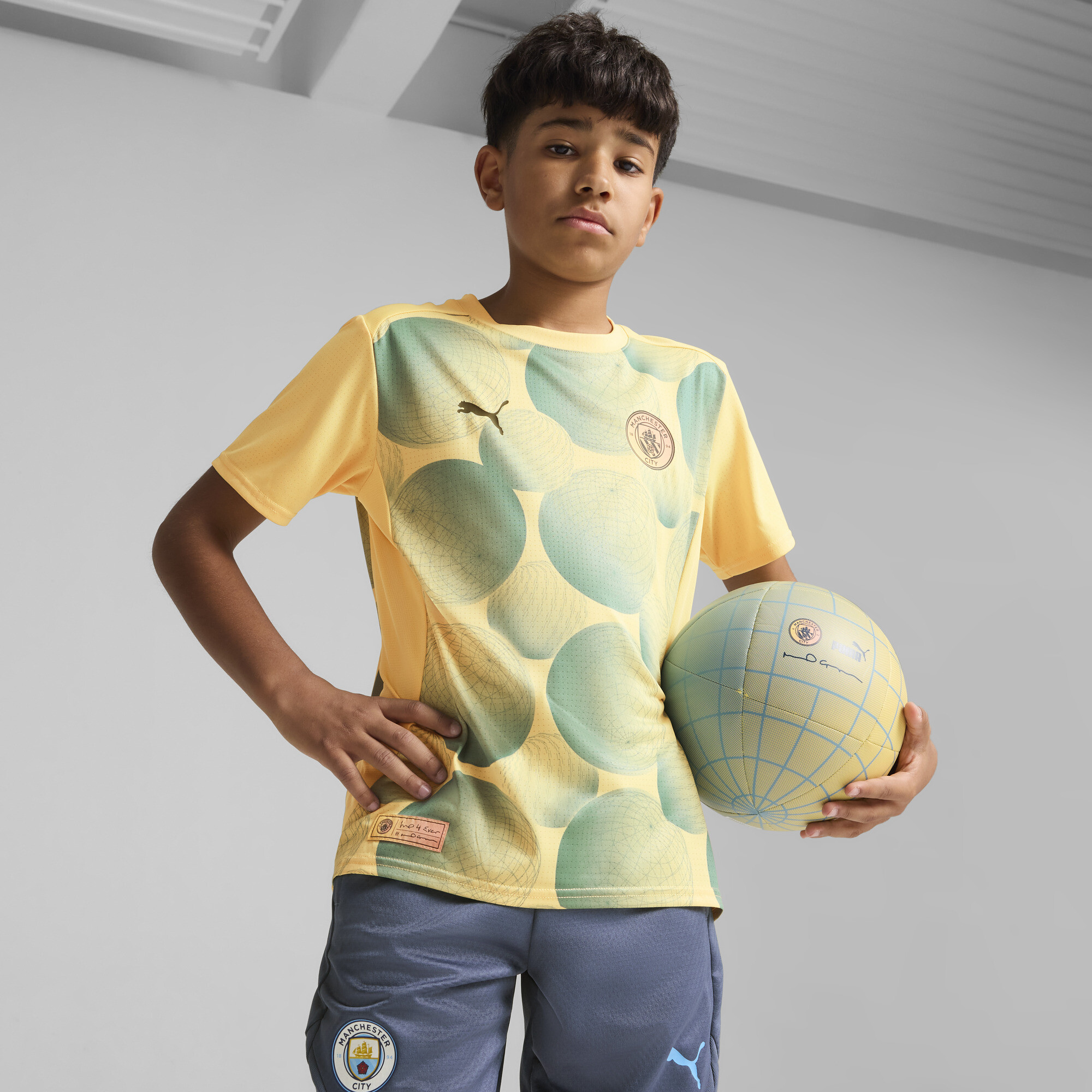 Puma Manchester City Pre-match Kurzarmtrikot Teenager Für Für Kinder | Flaxen/Bold Blue | Größe: 9-10Y