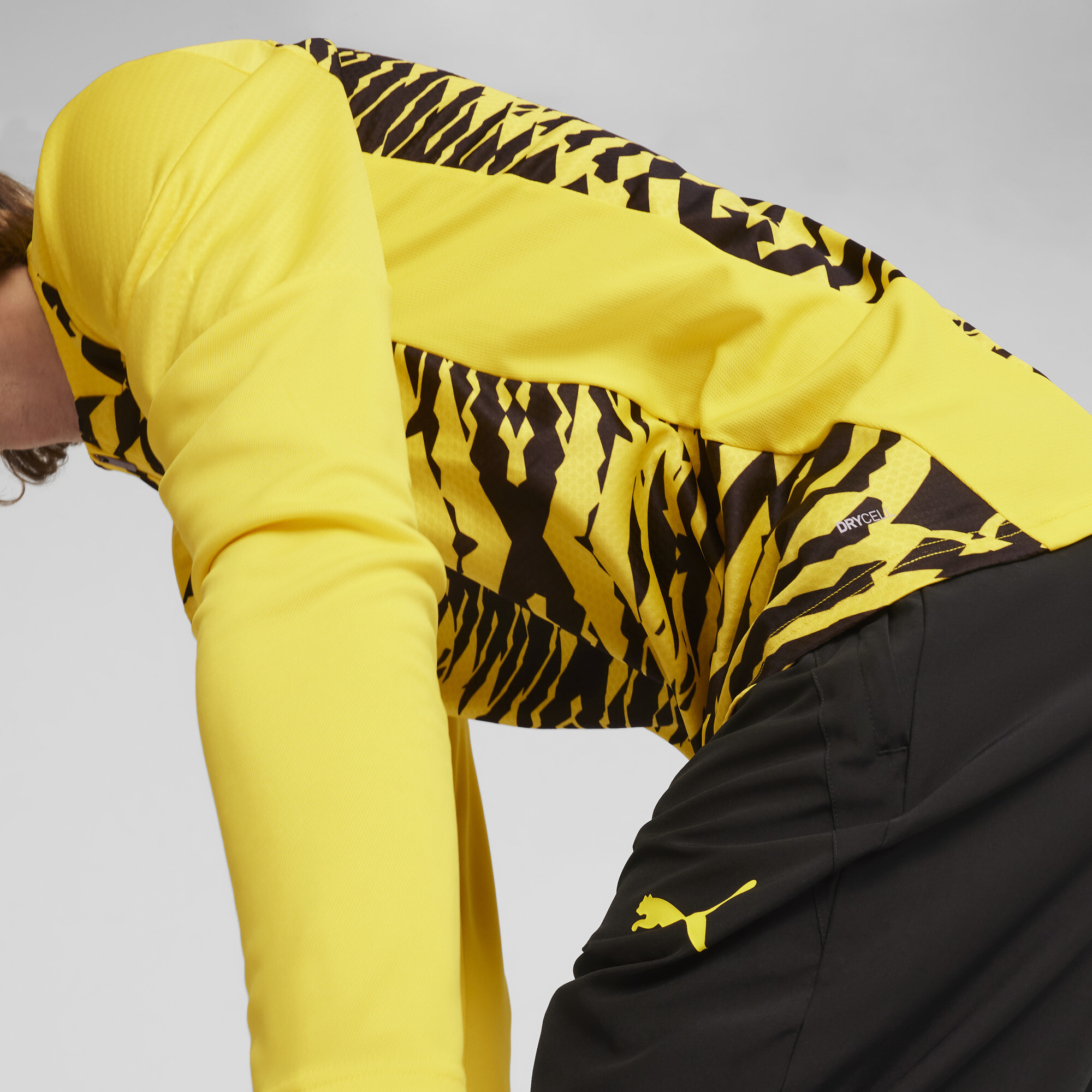 Borussia Dortmund prematch-top met kwartrits voor Heren, Zwart/Geel, Maat L | PUMA