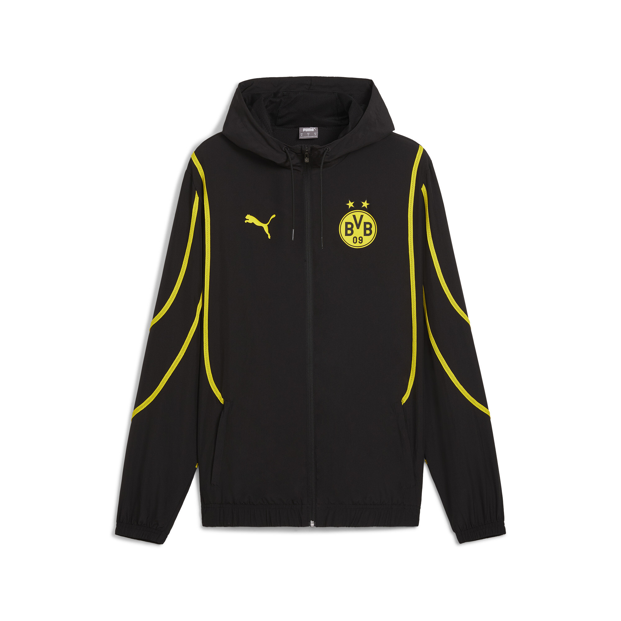 Men's Puma Borussia Dortmund Pre-match Woven Jacket, Black, Size XS, Clothing