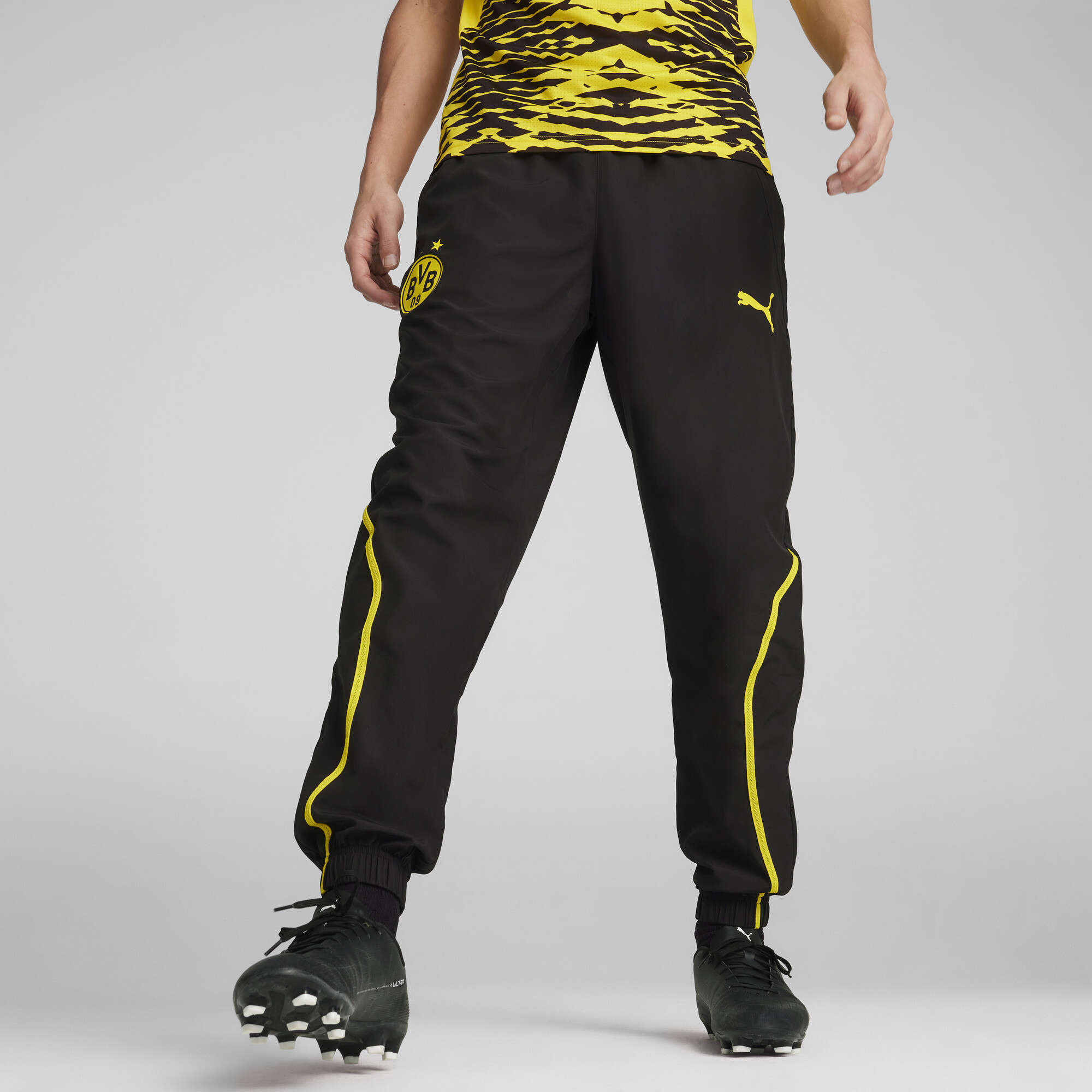 Puma Borussia Dortmund Gewebte Aufwärmhose Herren | Mit Other Pattern | Black/Faster Yellow | Größe: 3XL