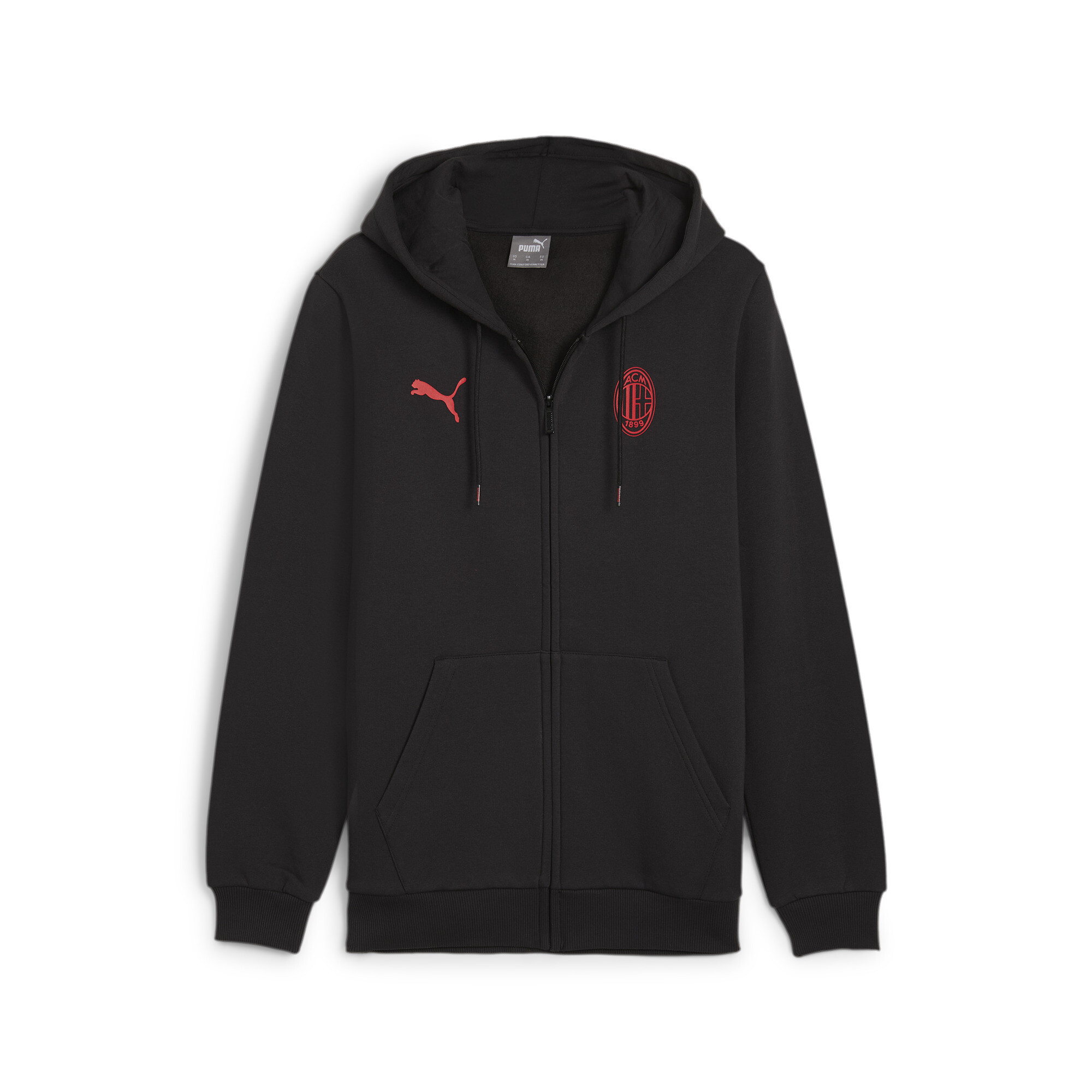 Men's Puma AC Milan Ftbl ESSENTIALS Hooded Jacket, Black, Size XXL, Sport