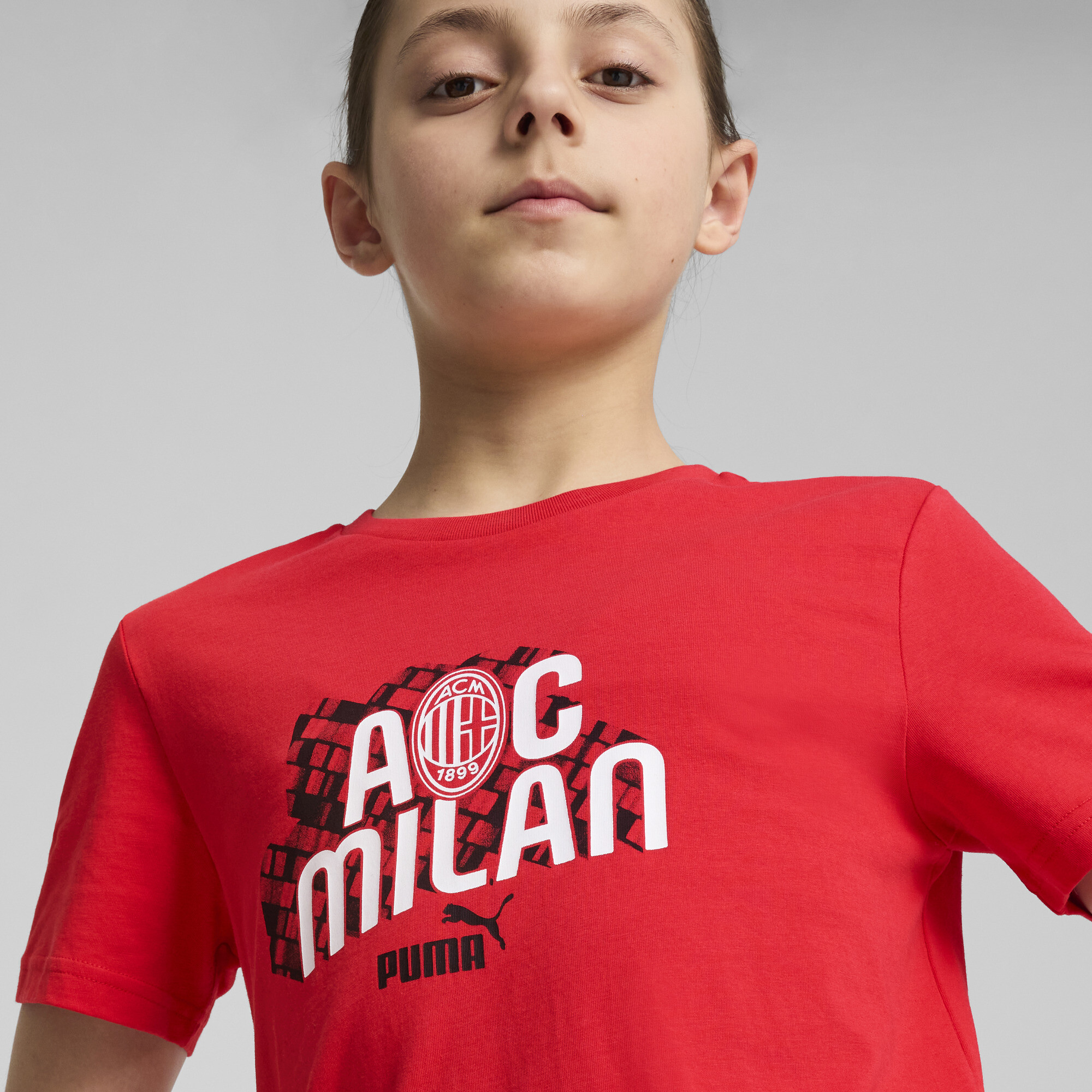 Puma AC Milan Ftbl CULTURE Tee Youth, Red, Size 11-12Y, Clothing