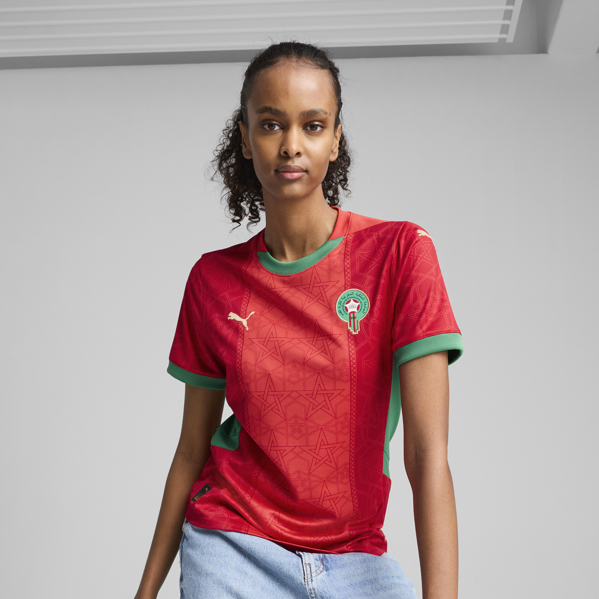 Puma Marokko 2025 Heimtrikot Damen | Mit Print | Red/Archive Green | Größe: XS