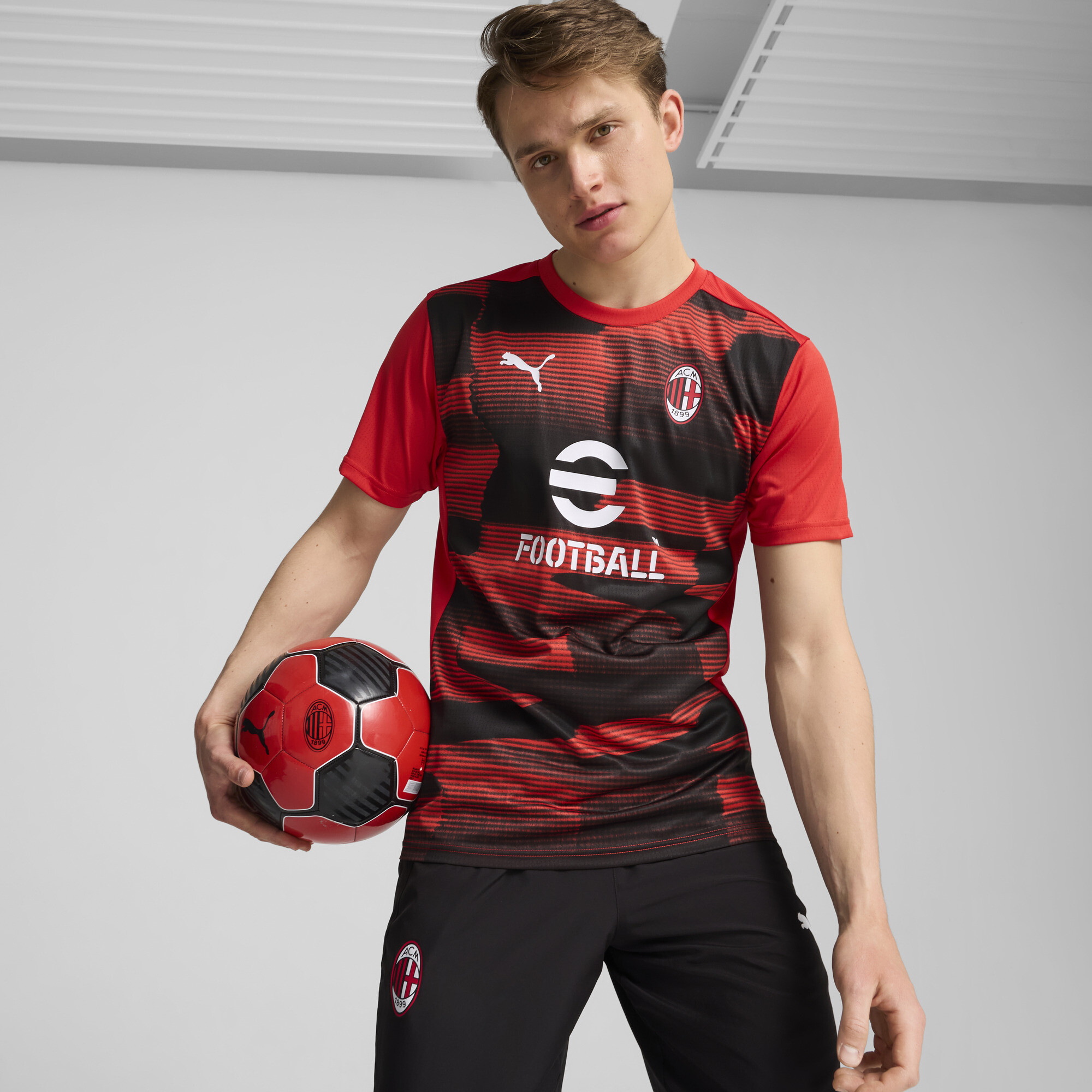 Puma AC Mailand Kurzärmliges Aufwärmtrikot Herren | Mit Print | Red/Black | Größe: XS