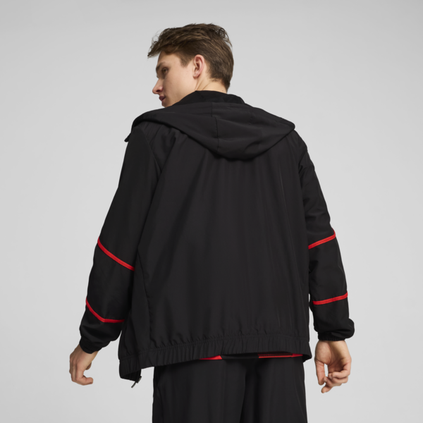 Campera pre-partido con capucha AC Milan para hombre, PUMA Black-For All Time Red, large-ARG