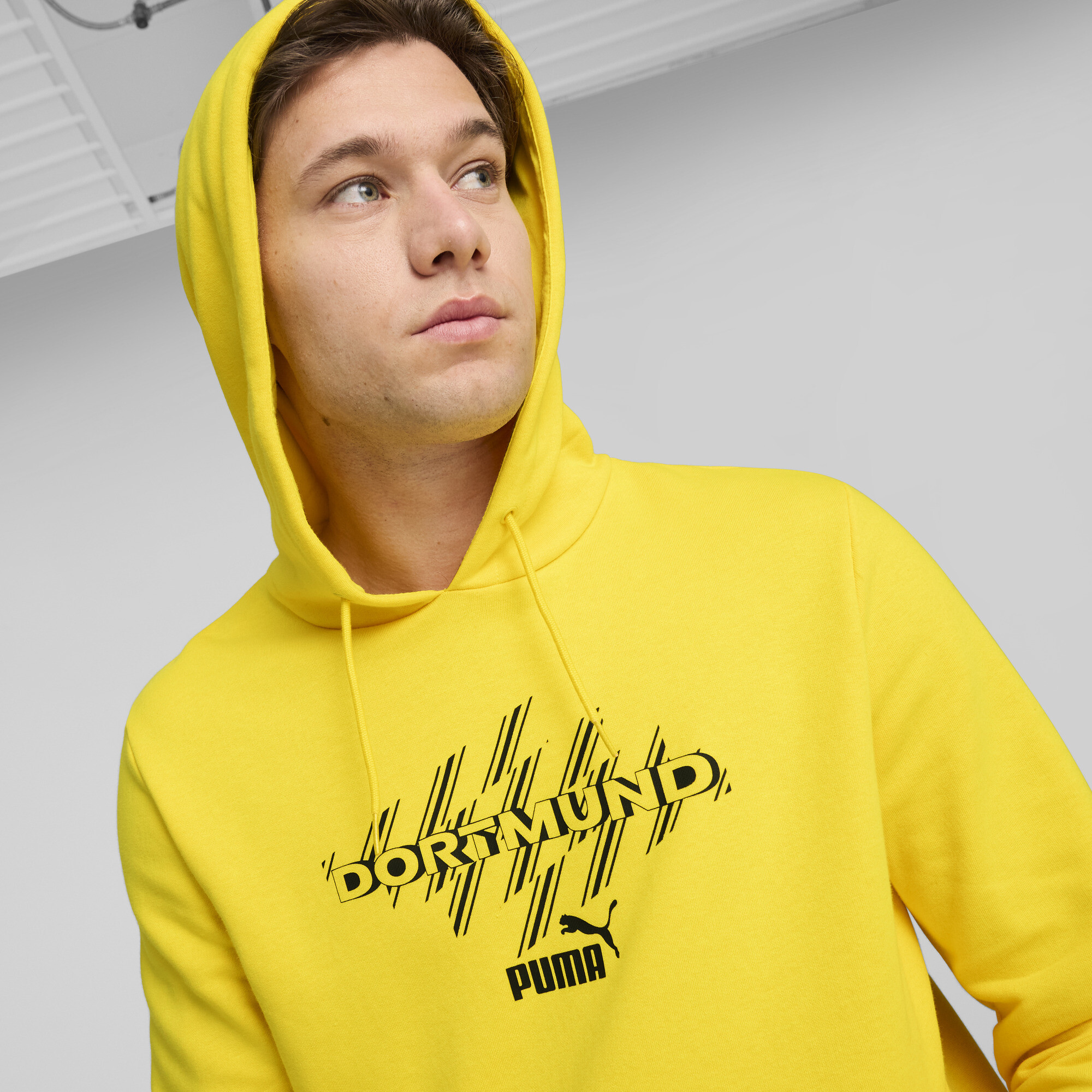 Men's Puma Borussia Dortmund Ftbl CULTURE Hoodie, Yellow, Size M, Sport