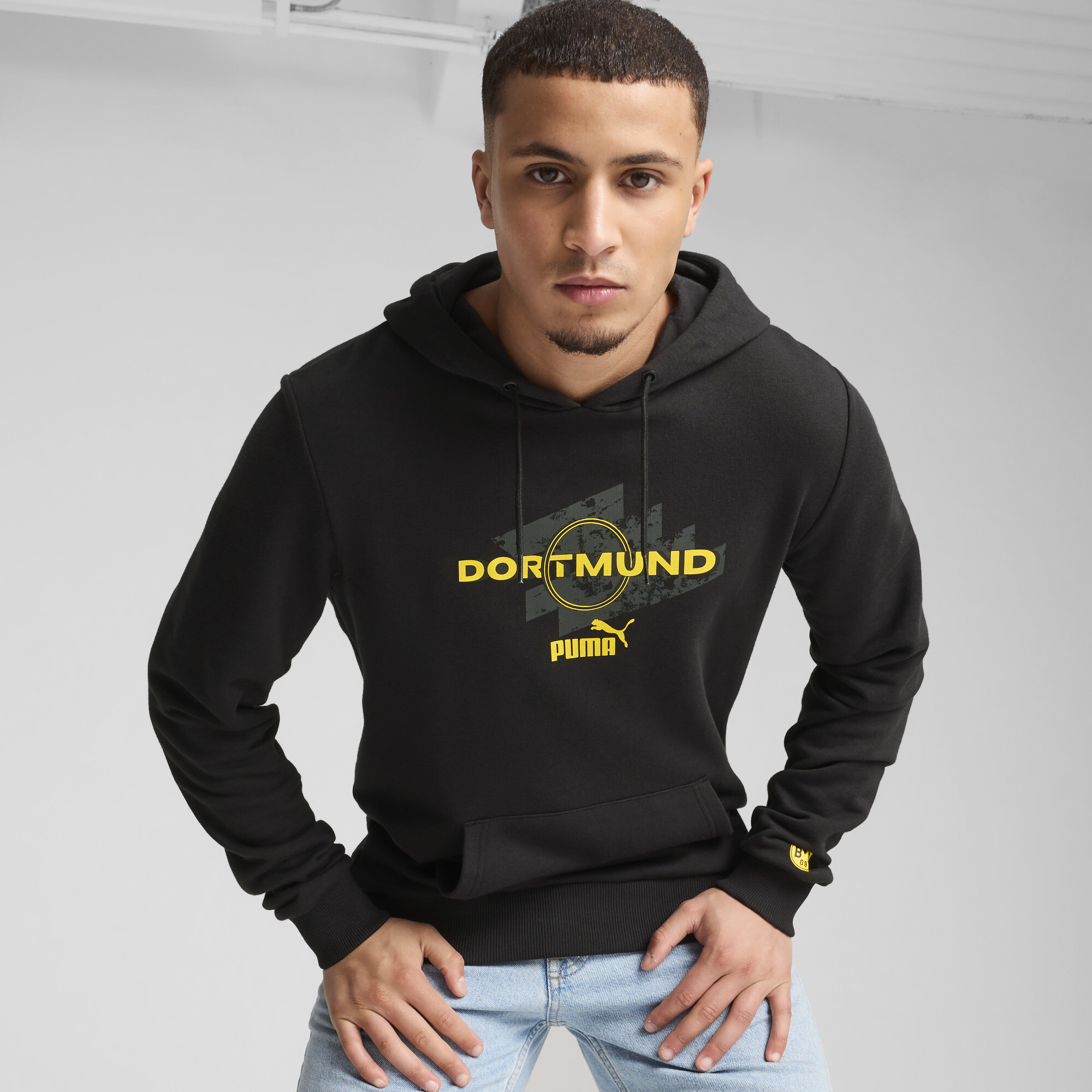 Men's Puma Borussia Dortmund Ftbl CULTURE Hoodie, Black, Size S, Sport