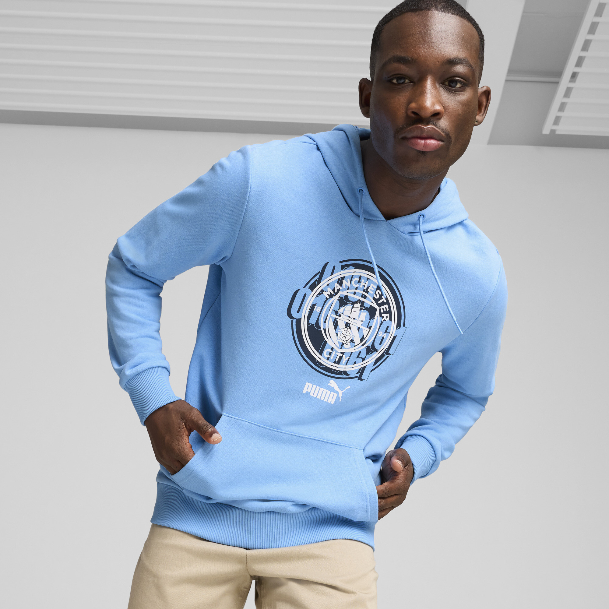 Men's Puma Manchester City Ftbl CULTURE Hoodie, Blue, Size S, Sport