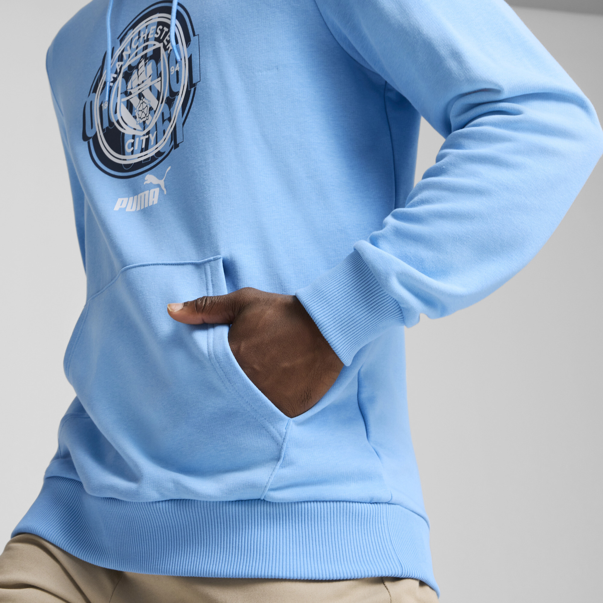 Men's Puma Manchester City Ftbl CULTURE Hoodie, Blue, Size S, Sport