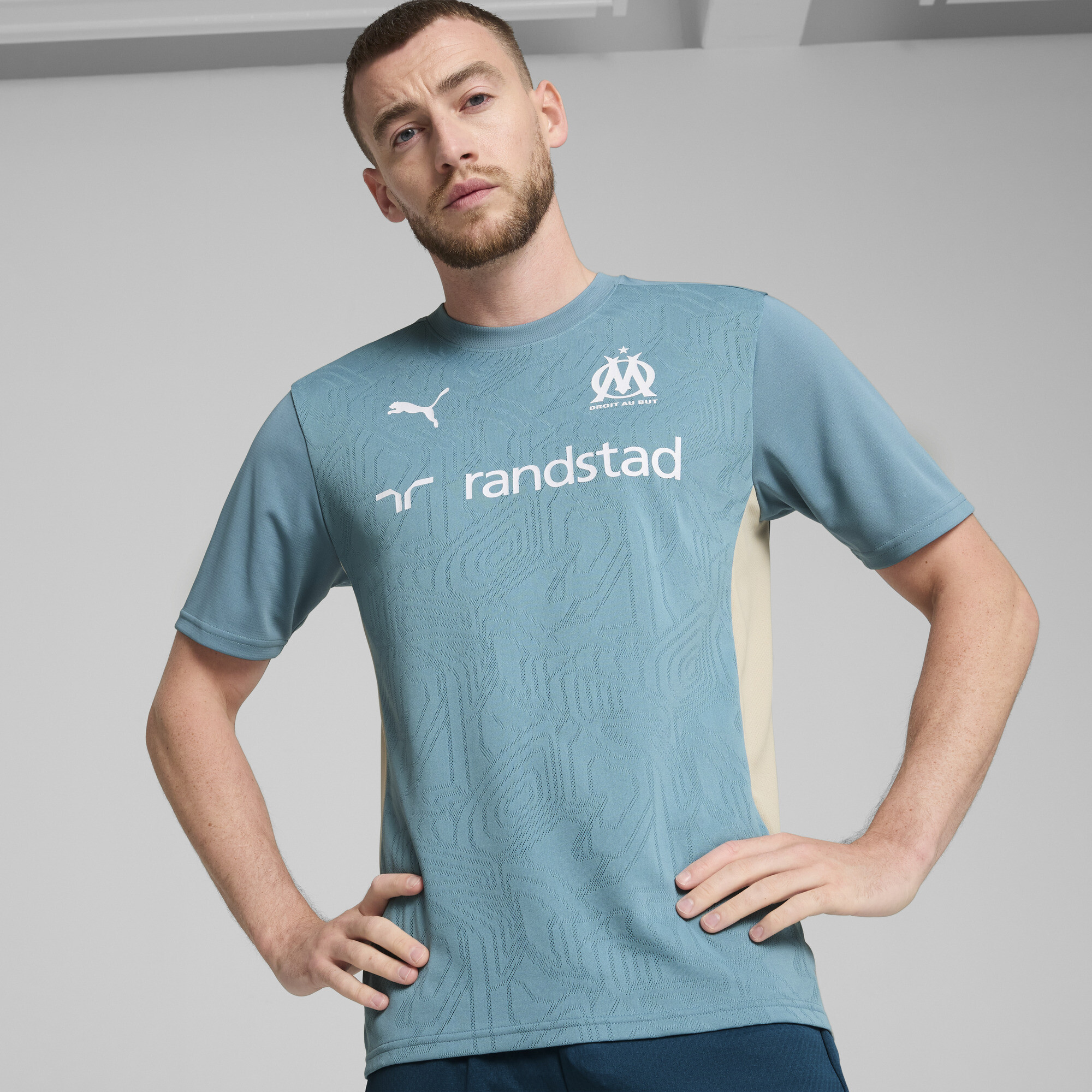 Puma Olympique de Marseille Trainingstrikot Herren | Mit Color Blocking | Bold Blue/Putty | Größe: XS