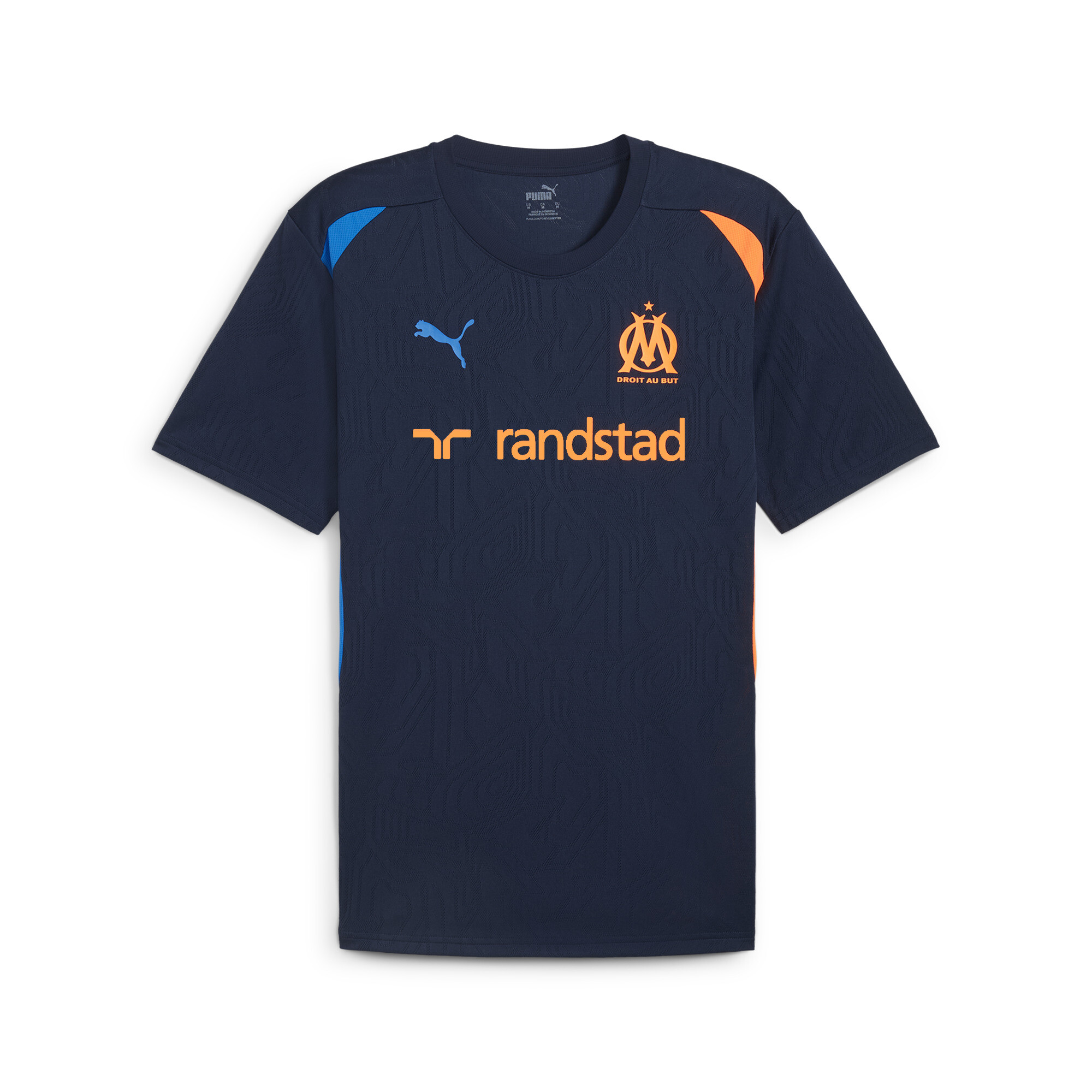 Puma Olympique de Marseille Trainingstrikot Herren | Mit Color Blocking | Club Navy/Orange Pes | Größe: L