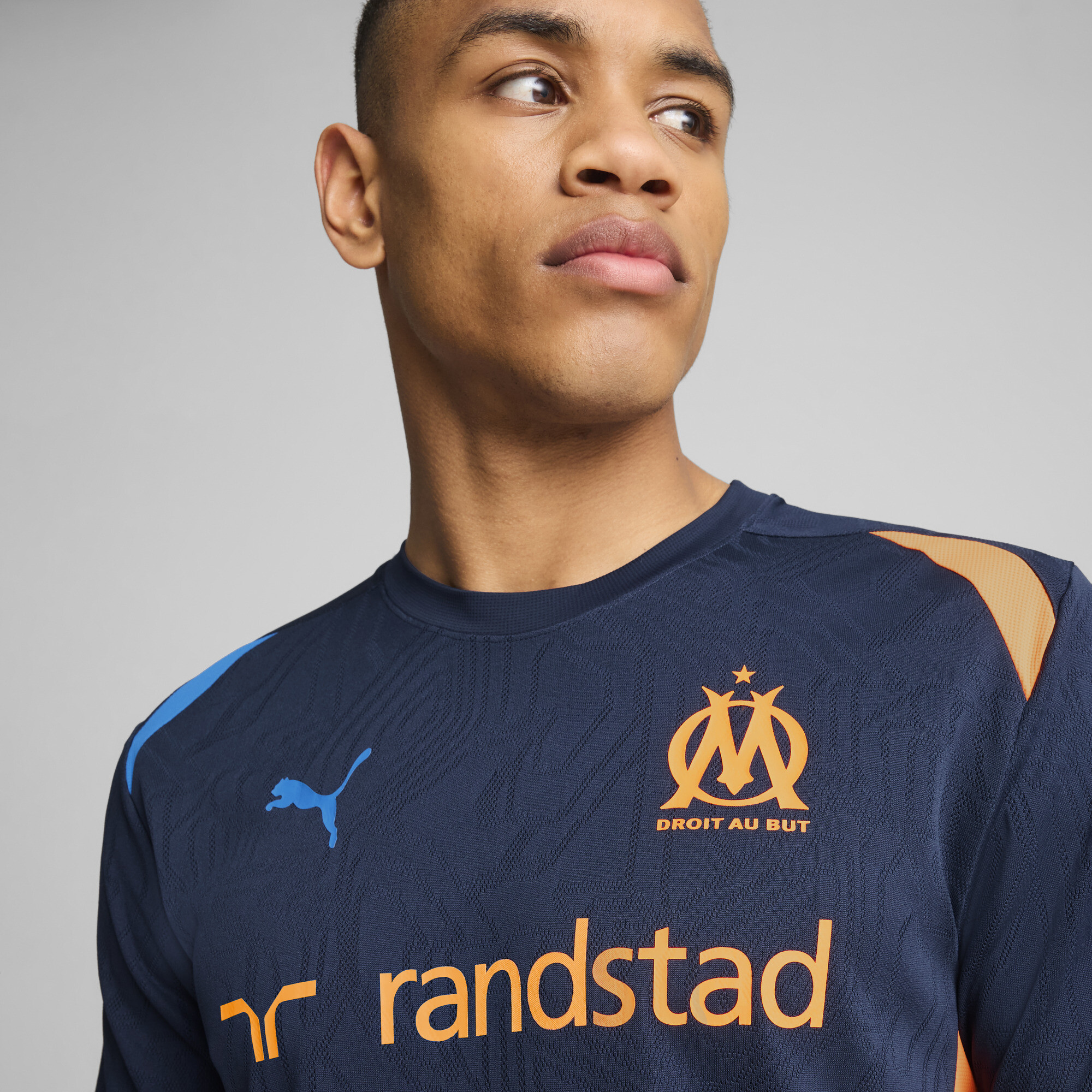 PUMA Olympique de Marseille trainingsshirt, Blauw/Oranje