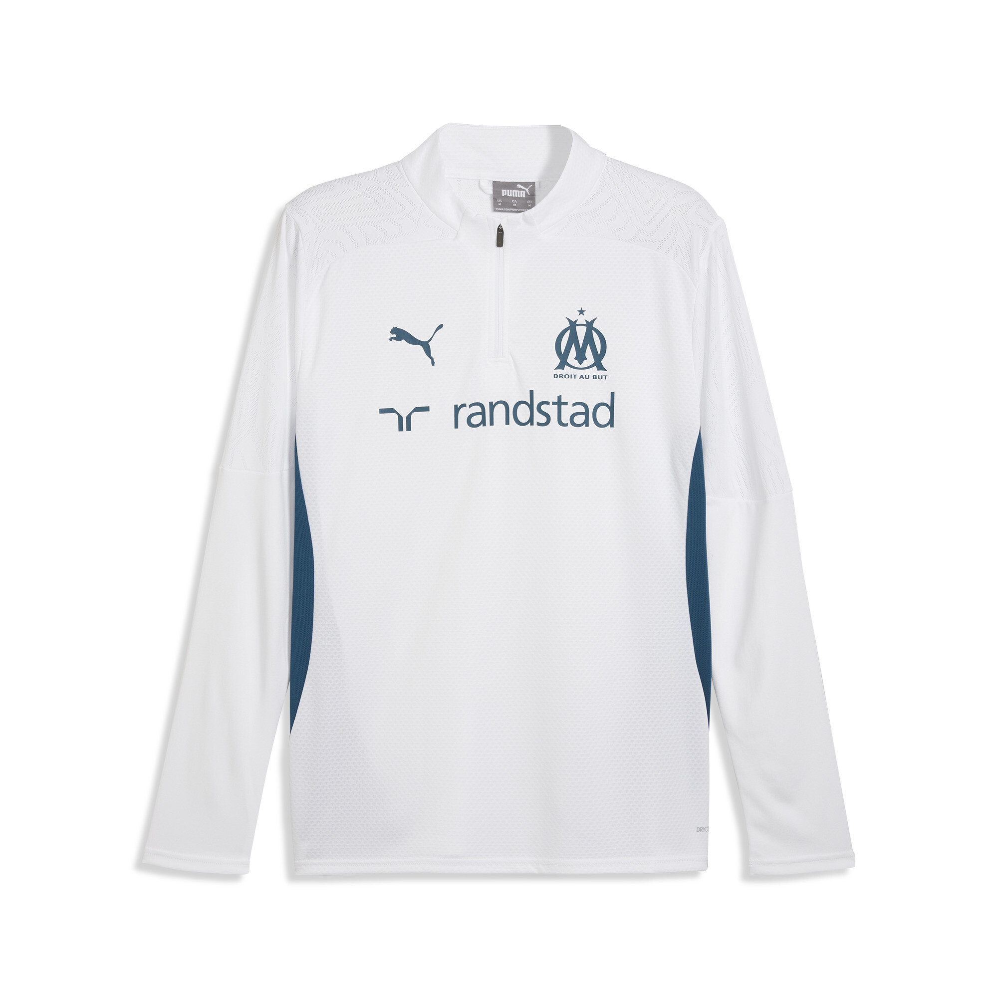 Men's Puma Olympique De Marseille Quarter-Zip Training Top, White, Size L, Sport