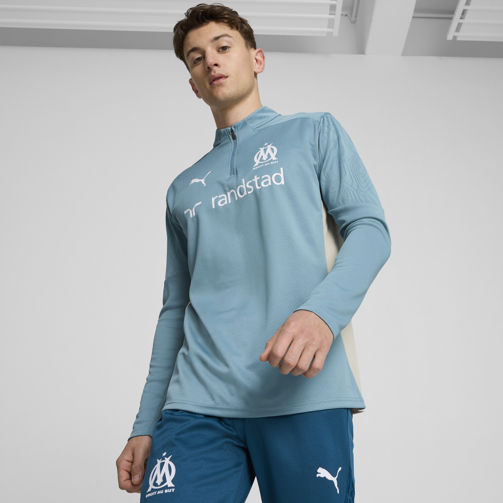 Puma Olympique de Marseille Trainingsoberteil Herren | Mit Color Blocking | Bold Blue/Putty | Größe: XS