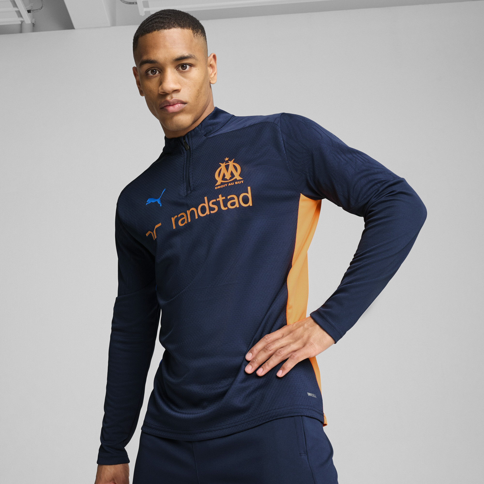 Puma Olympique de Marseille Trainingsoberteil Herren | Mit Color Blocking | Club Navy/Orange Pes | Größe: XXL