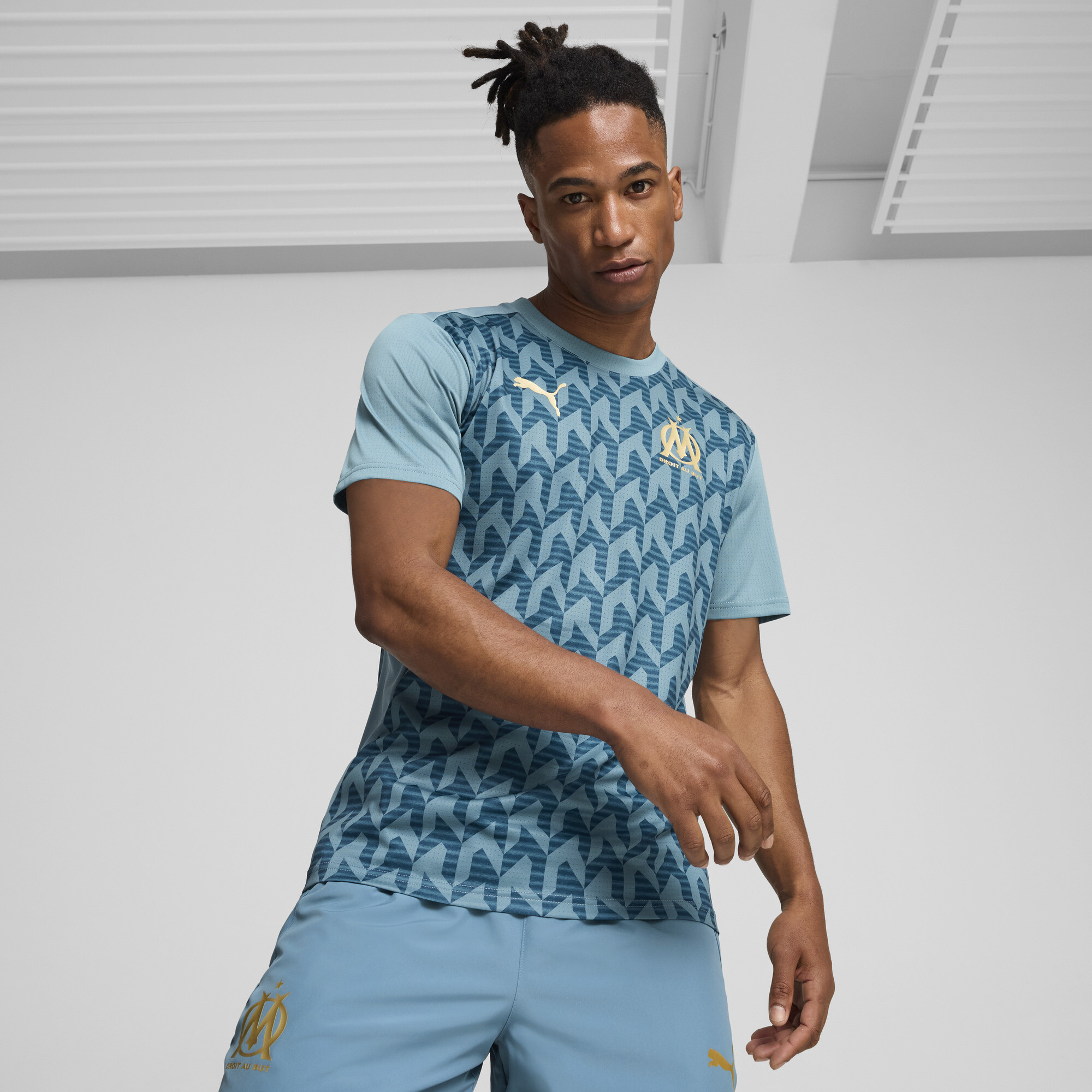 Puma Olympique de Marseille Pre-match Kurzarmtrikot Herren | Mit Other Pattern | Bold Blue/Ocean Tropic | Größe: S