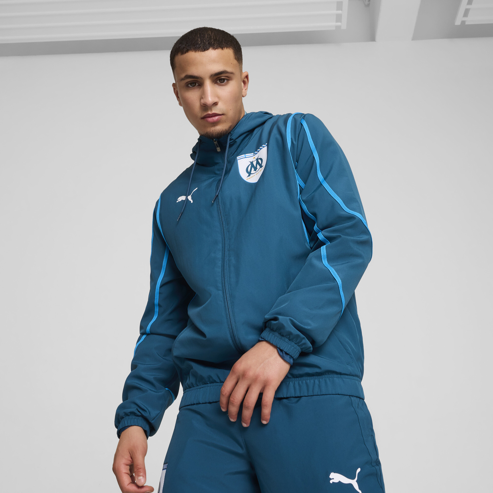 Puma Olympique de Marseille Pre-match Gewebte Jacke Herren | Mit Other Pattern | Ocean Tropic/Azure | Größe: 3XL