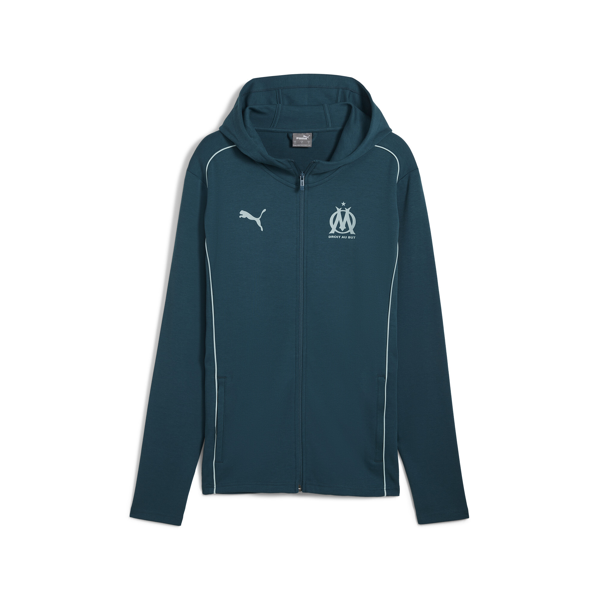 Puma Olympique de Marseille Casuals Kapuzenjacke Herren | Mit Plain | Ocean Tropic/Turquoise Surf | Größe: XL