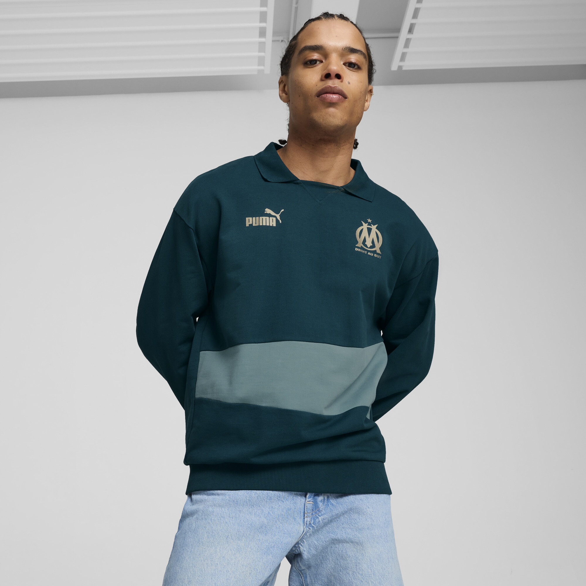 Puma Olympique de Marseille ftblCULTURE+ Sweatoberteil Herren | Ocean Tropic/Bold Blue | Größe: XXL