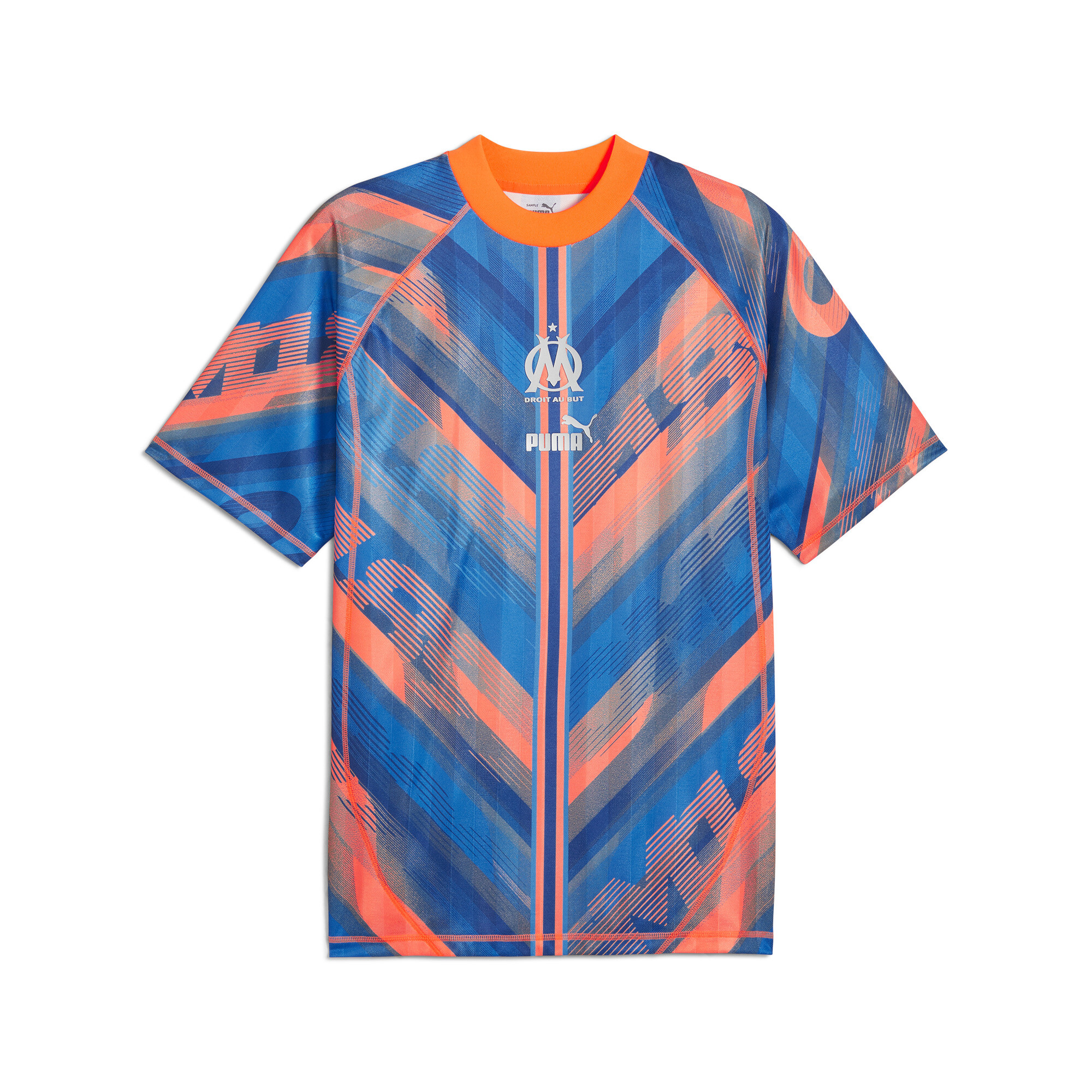 Puma Olympique de Marseille ftblSTATEMENT Retro-Trikot Herren | Mit Other Pattern | Orange Pes/Racing Blue | Größe: S