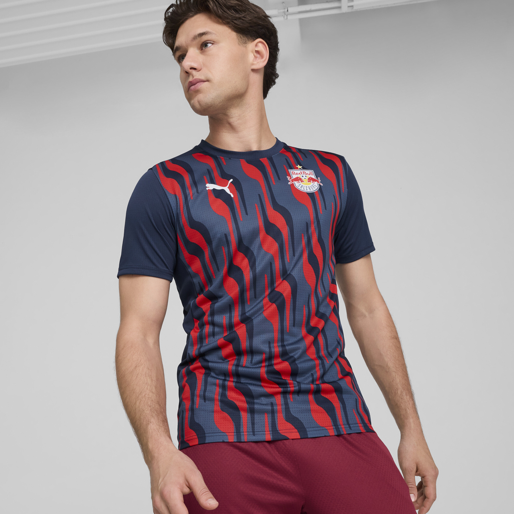 Puma FC Red Bull Salzburg Kurzärmliges Aufwärmtrikot Herren | Mit Print | Club Navy/Red | Größe: XXL