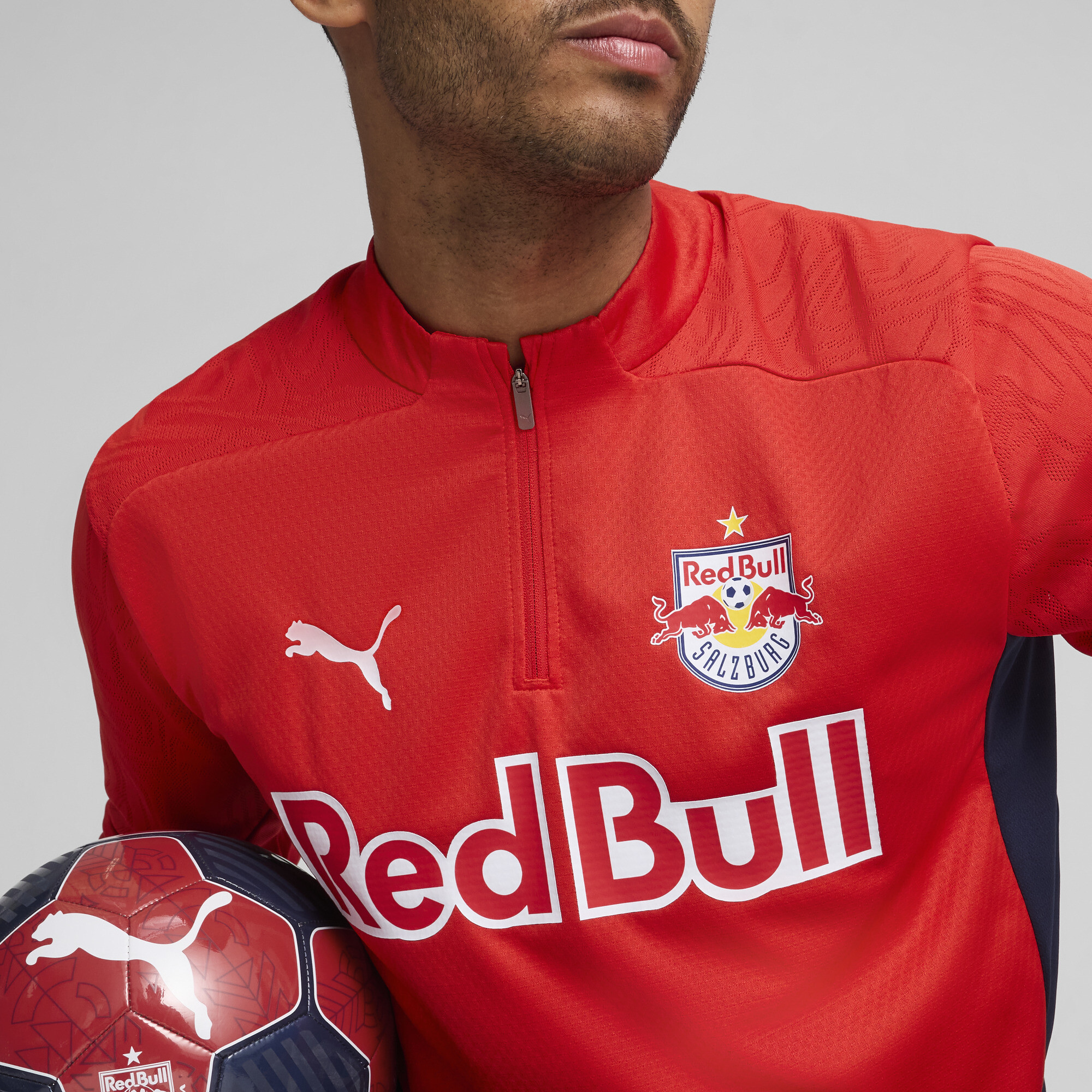 PUMA FC Red Bull Salzburg trainingstop met kwartrits voor Heren, Rood/Blauw