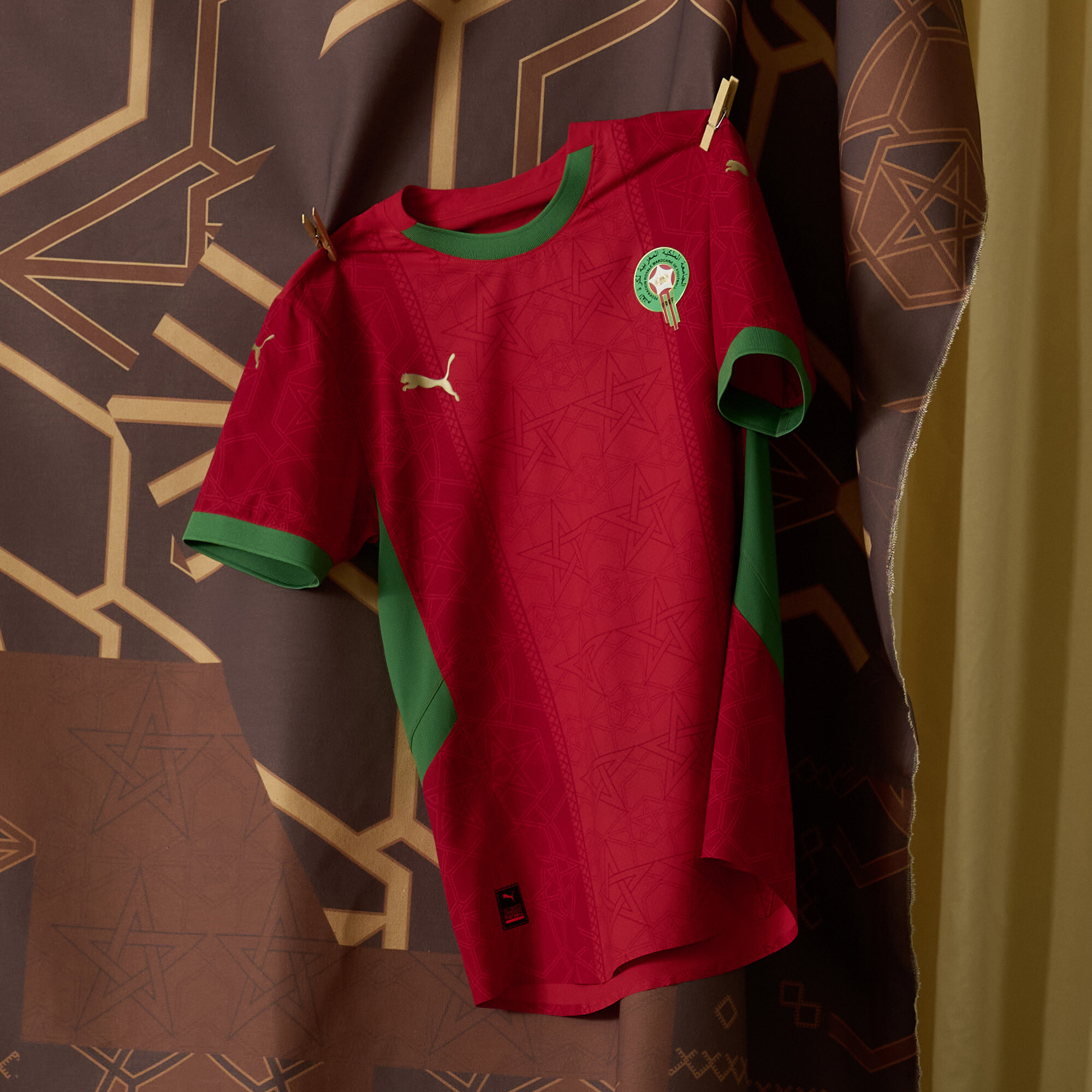 PUMA Morocco 2025 Home Jersey In Red, Size 9-10 Youth, Polyester