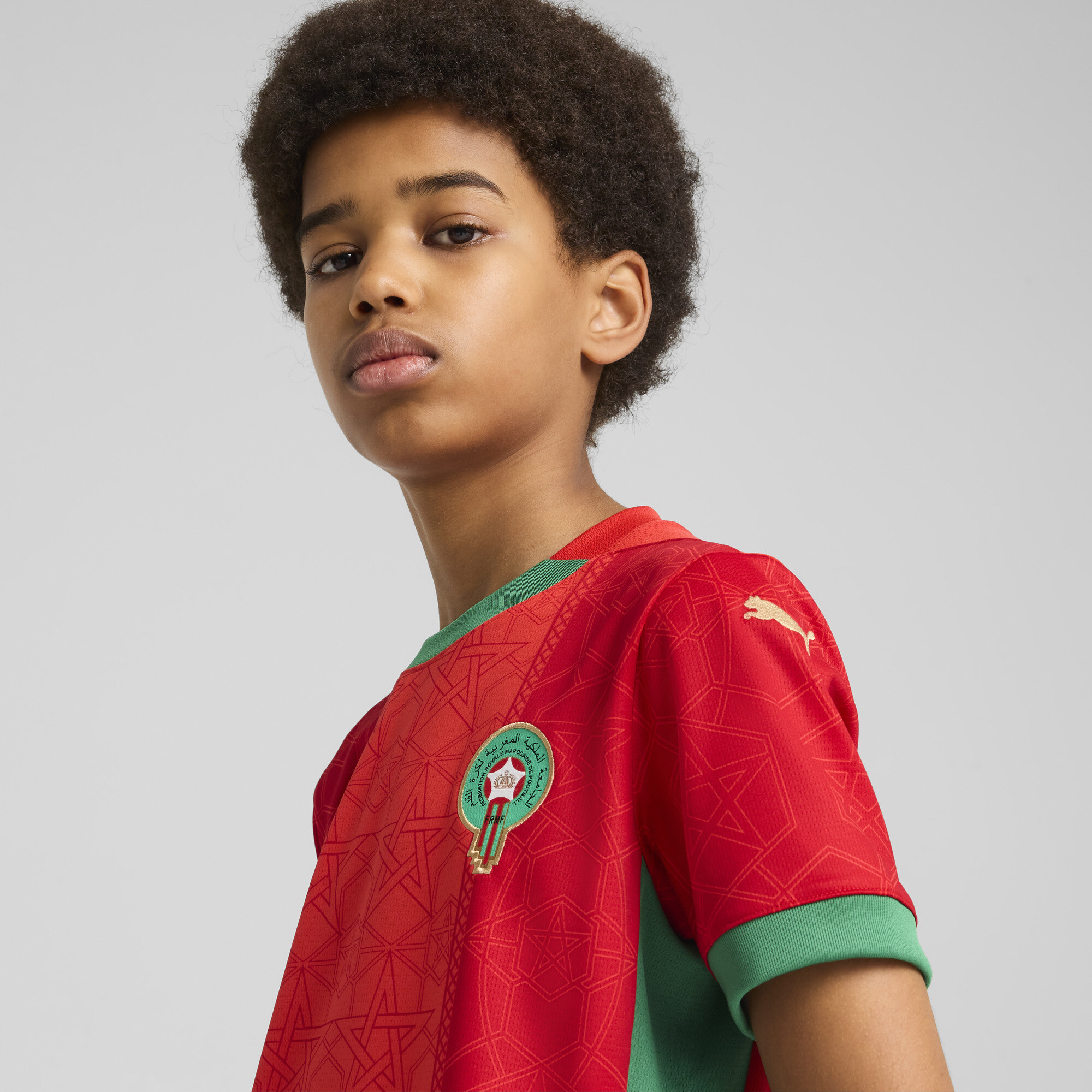 PUMA Morocco 2025 Home Jersey In Red, Size 9-10 Youth, Polyester