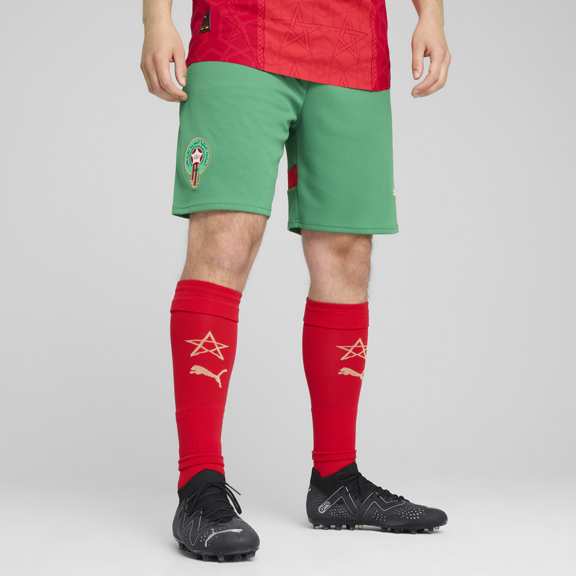 Puma Marokko 2025 Shorts Herren | Mit Plain | Archive Green/Red | Größe: L