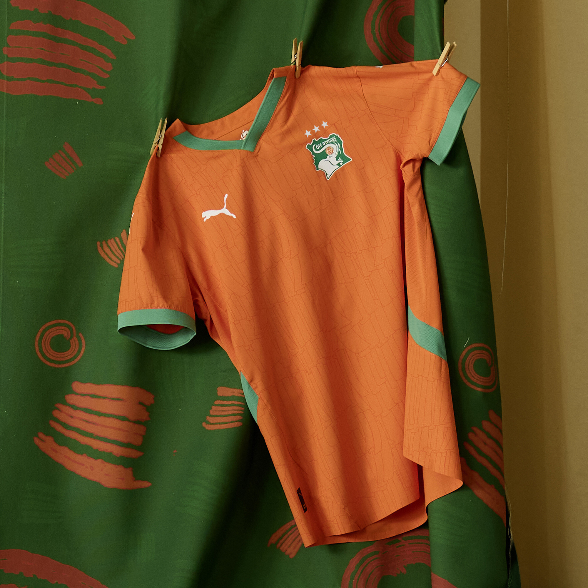 Puma Ivory Coast 2025 Home Jersey Youth, Orange, Size 5-6Y, Clothing