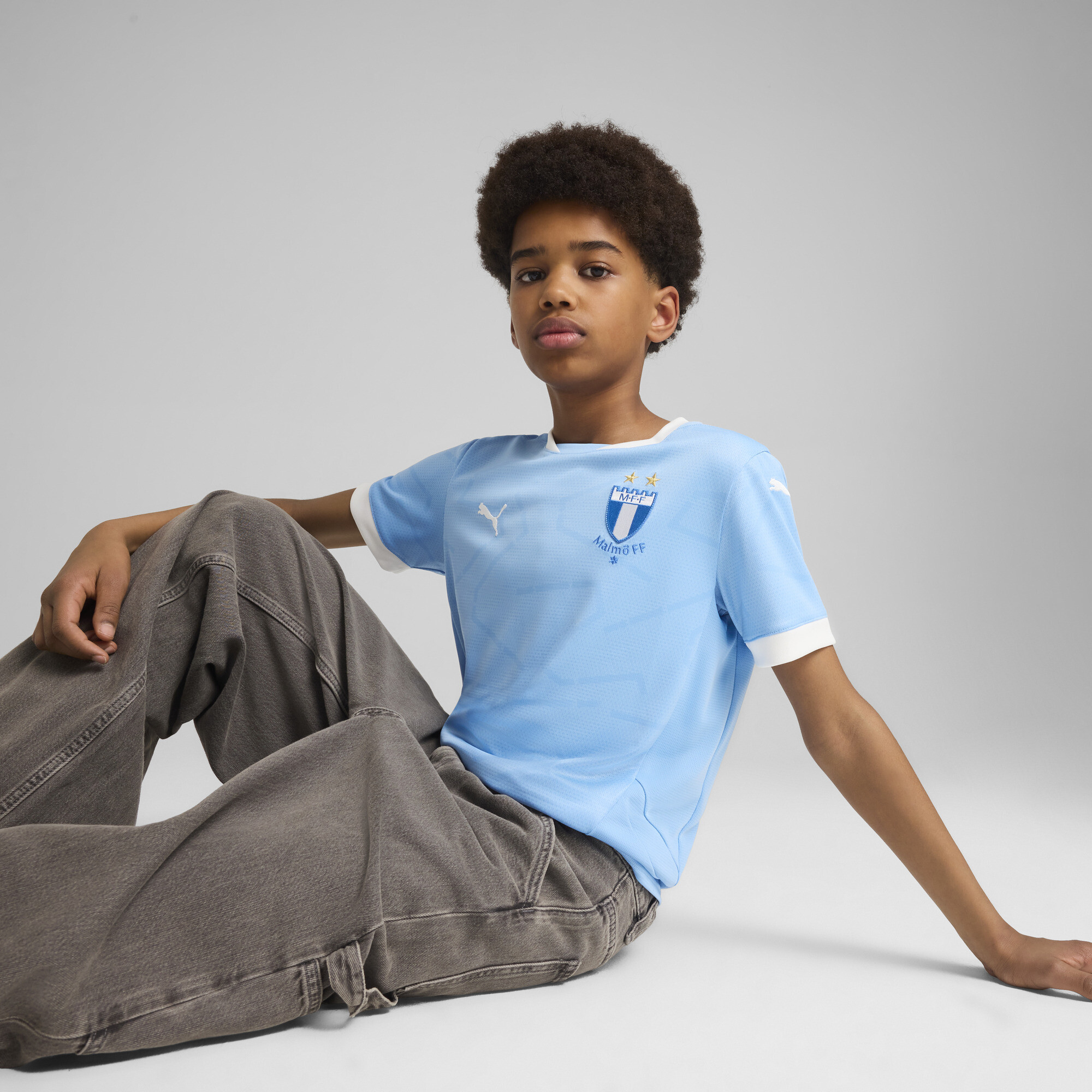 Puma Malmö FF Heimtrikot Teenager Für Für Kinder | Mit Plain | Light Blue/White | Größe: 9-10Y