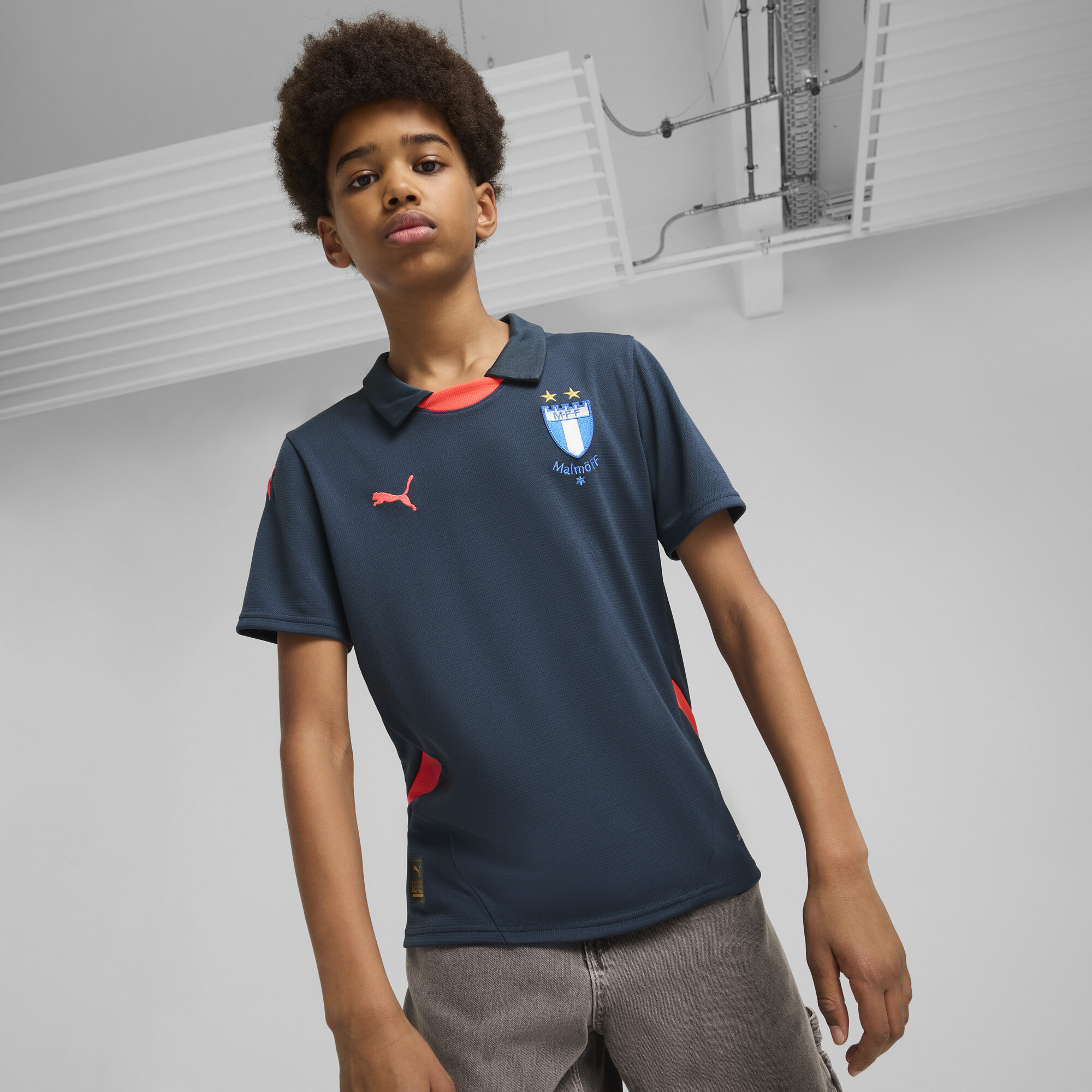 Puma Malmö FF Auswärtstrikot Teenager Für Für Kinder | Mit Other Pattern | Dark Night/Fire Orchid | Größe: 15-16Y