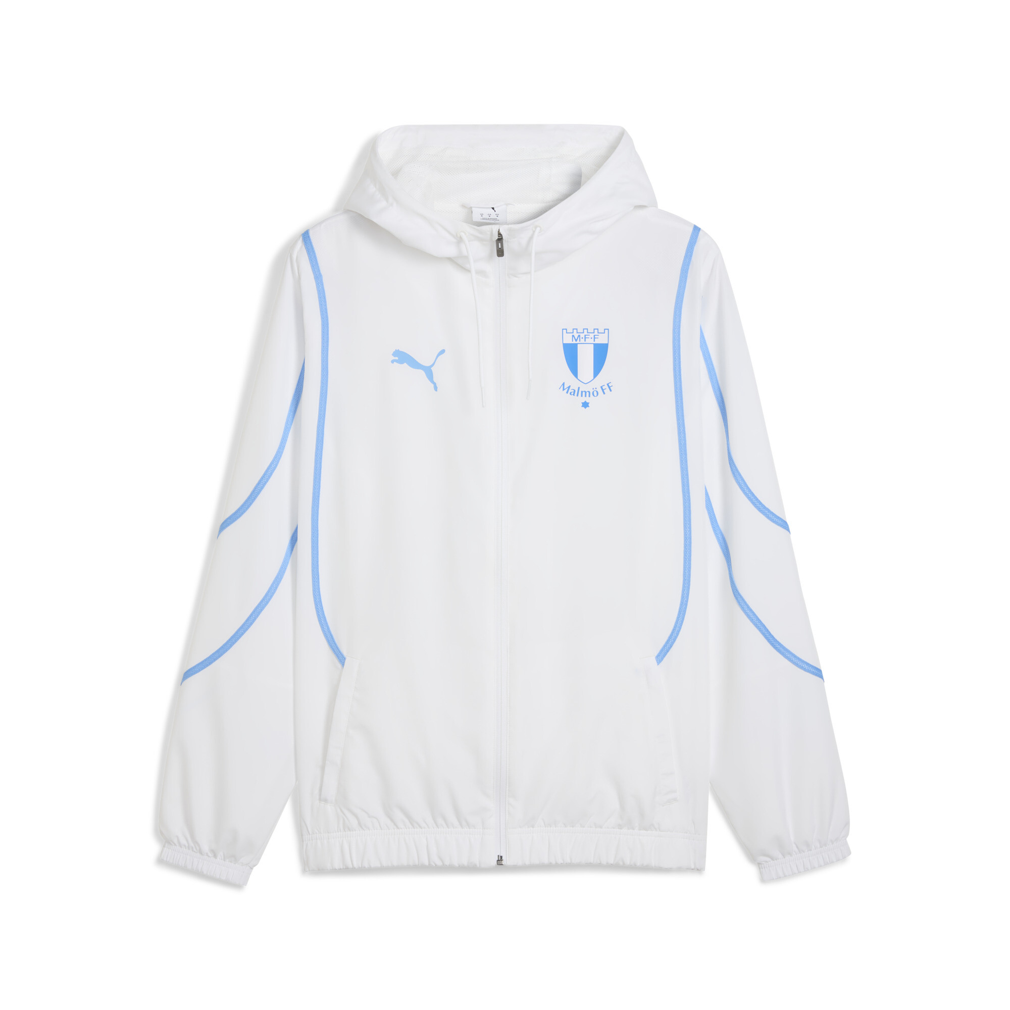 Puma Malmö FF Pre-Match Gewebte Jacke Herren | Mit Plain | White/Light Blue | Größe: L