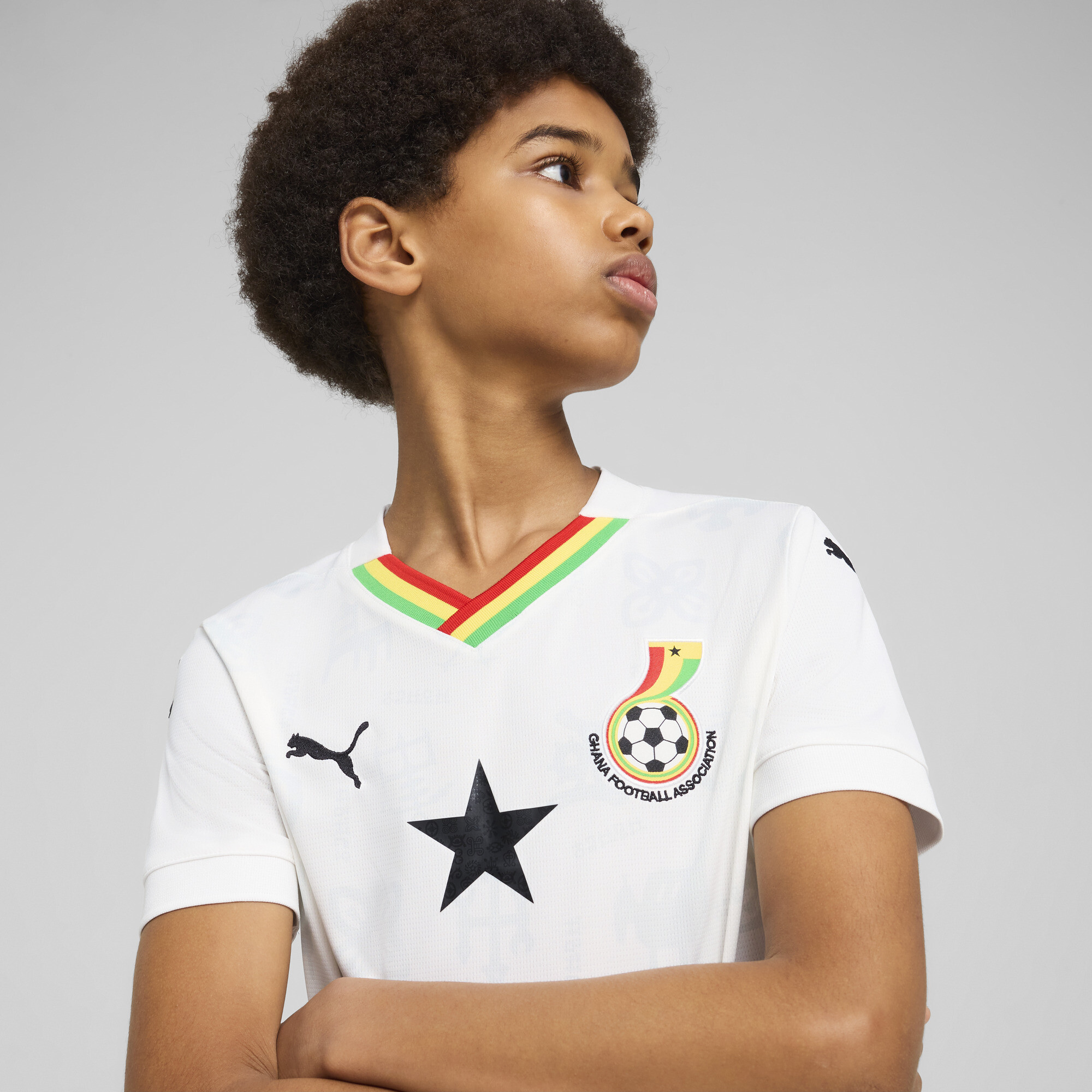 Puma Ghana 2025 Home Jersey Youth, White, Size 15-16Y, Clothing