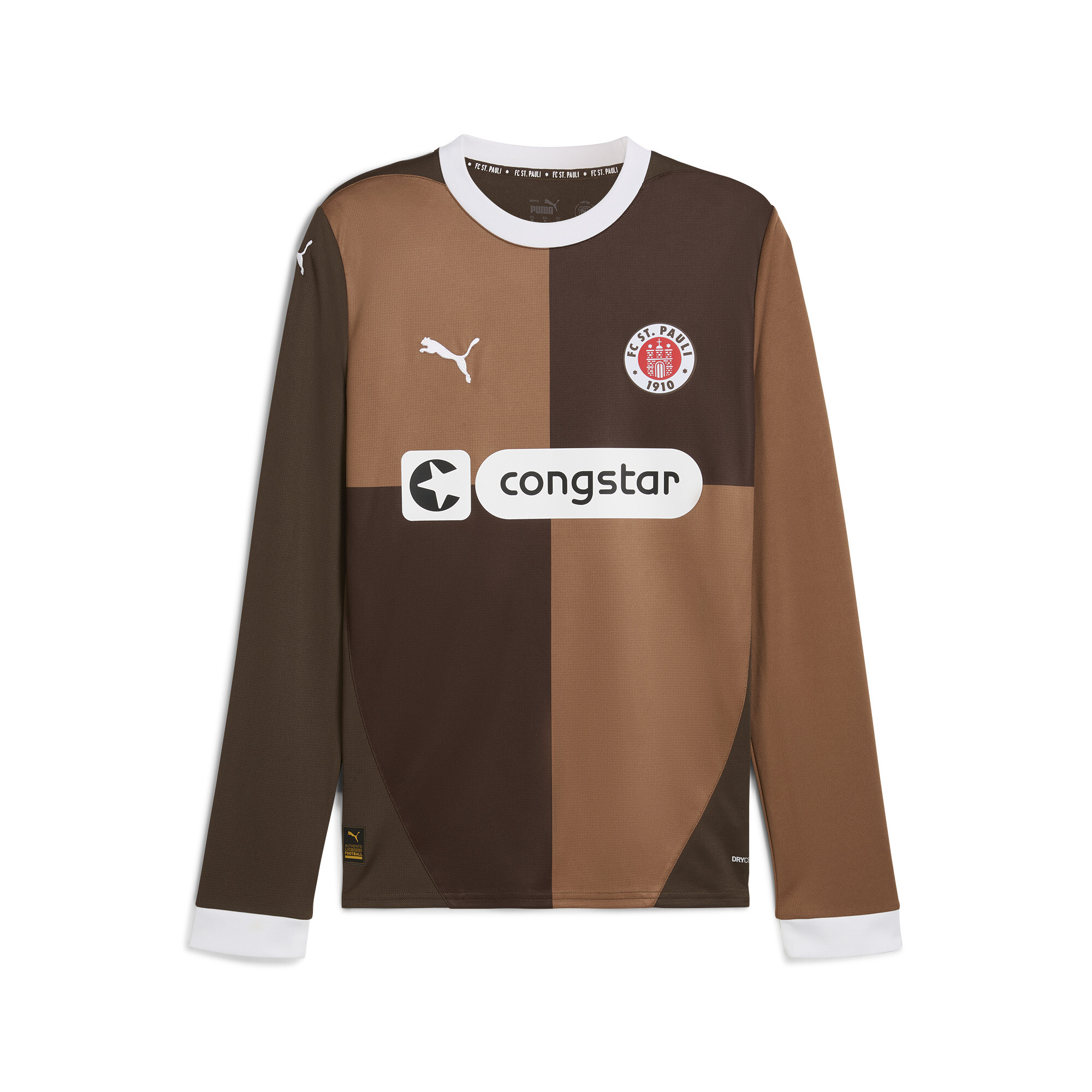 Men's Puma FC St. Pauli 24/25 Home Long Sleeve Jersey, Brown, Size 3XL, Sport