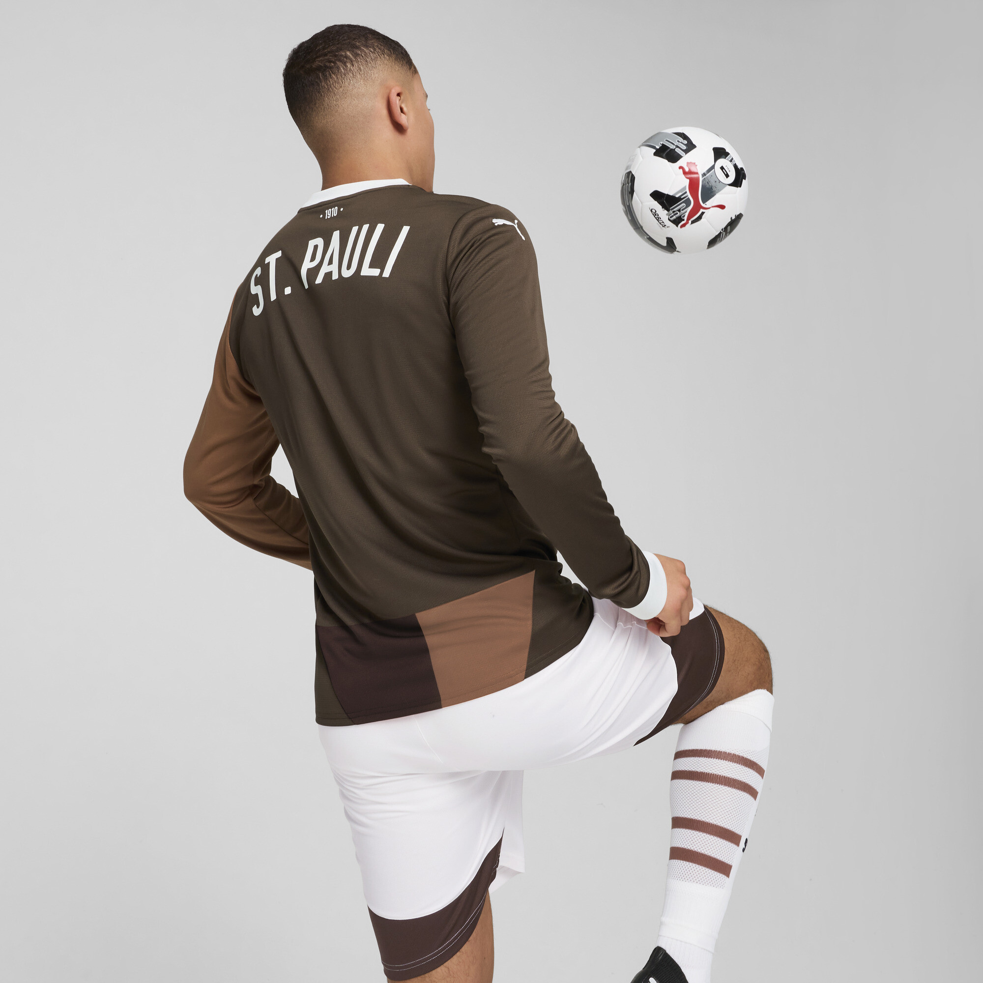 Men's Puma FC St. Pauli 24/25 Home Long Sleeve Jersey, Brown, Size 3XL, Sport