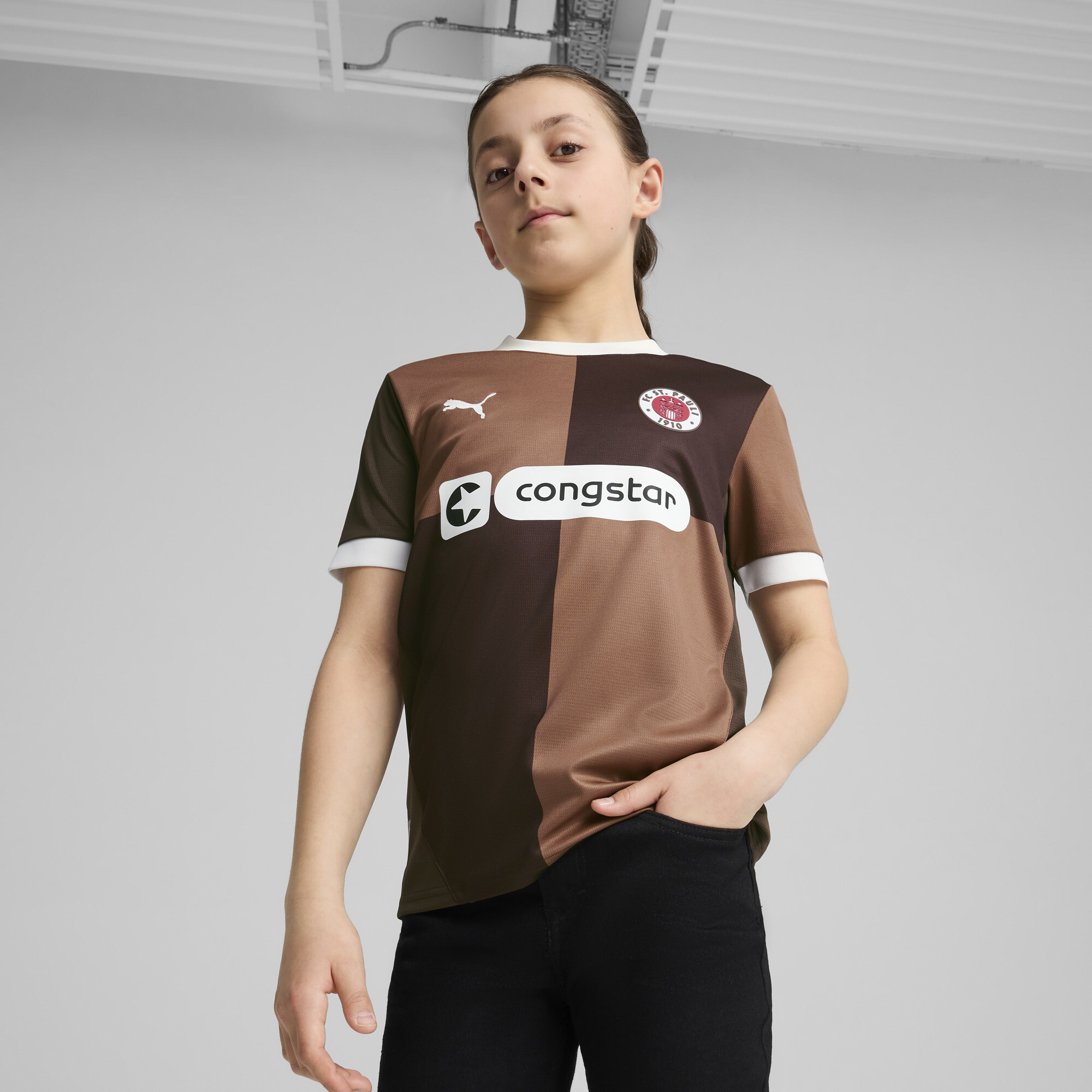 Puma FC St. Pauli 24/25 Home Jersey Youth, Brown, Size 0-1M, Clothing