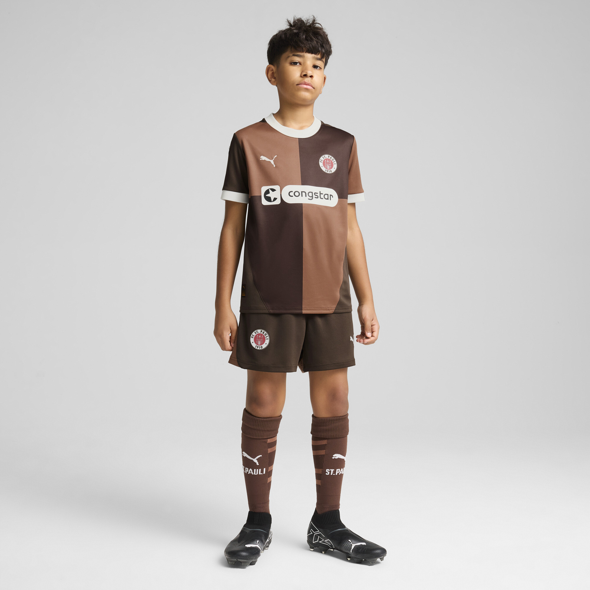 Puma FC St. Pauli 24/25 Home Shorts Youth, Brown, Size 9-10Y, Clothing