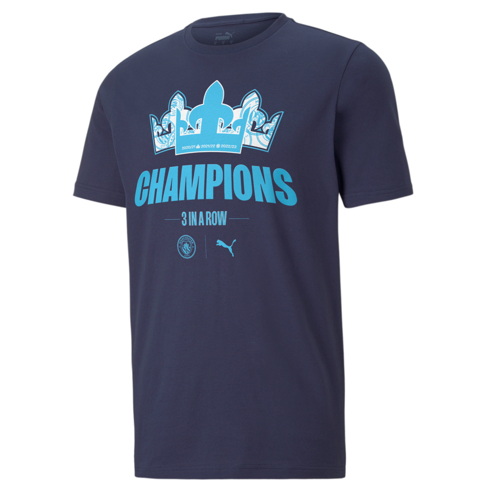 Men's PUMA Manchester City 22/23 League Champions T-Shirt In Blue, Size 2XL