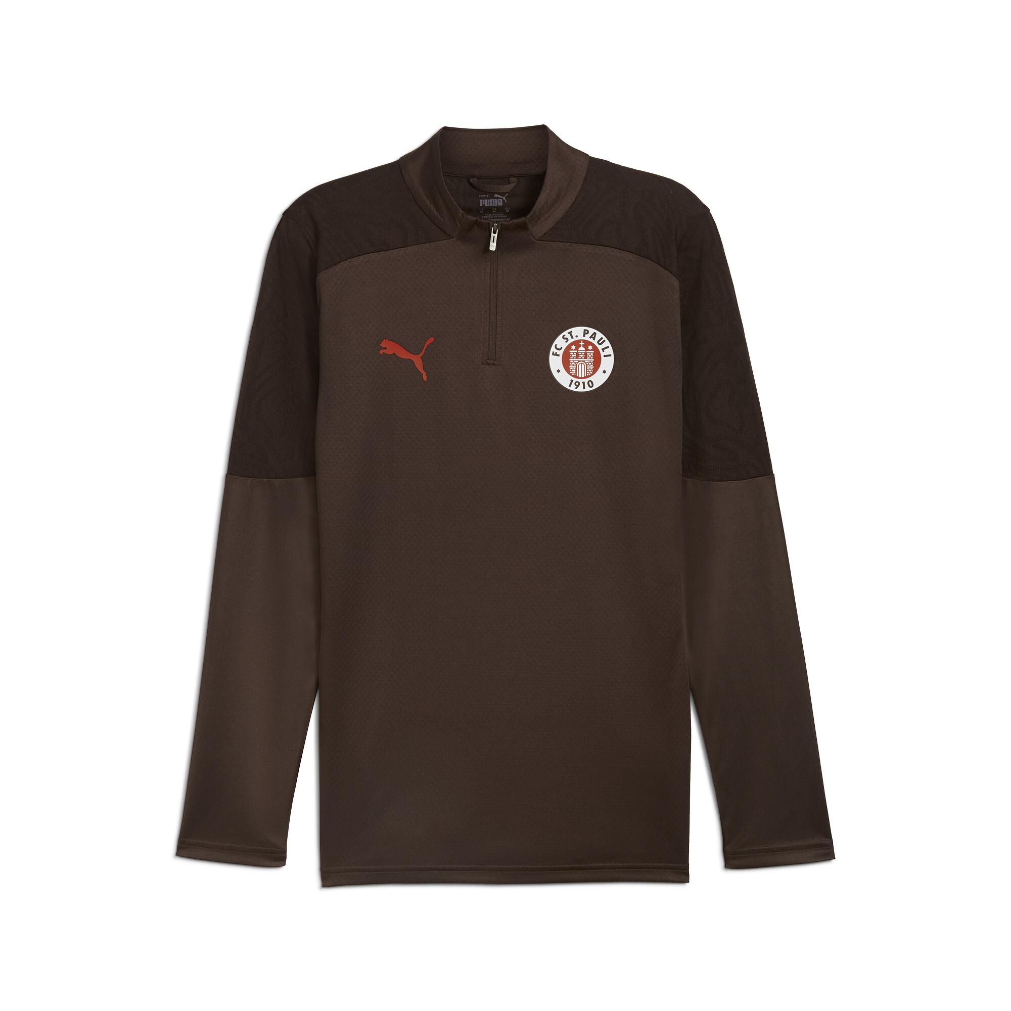 Men's Puma FC St. Pauli Quarter-Zip Training Top, Brown, Size S, Sport