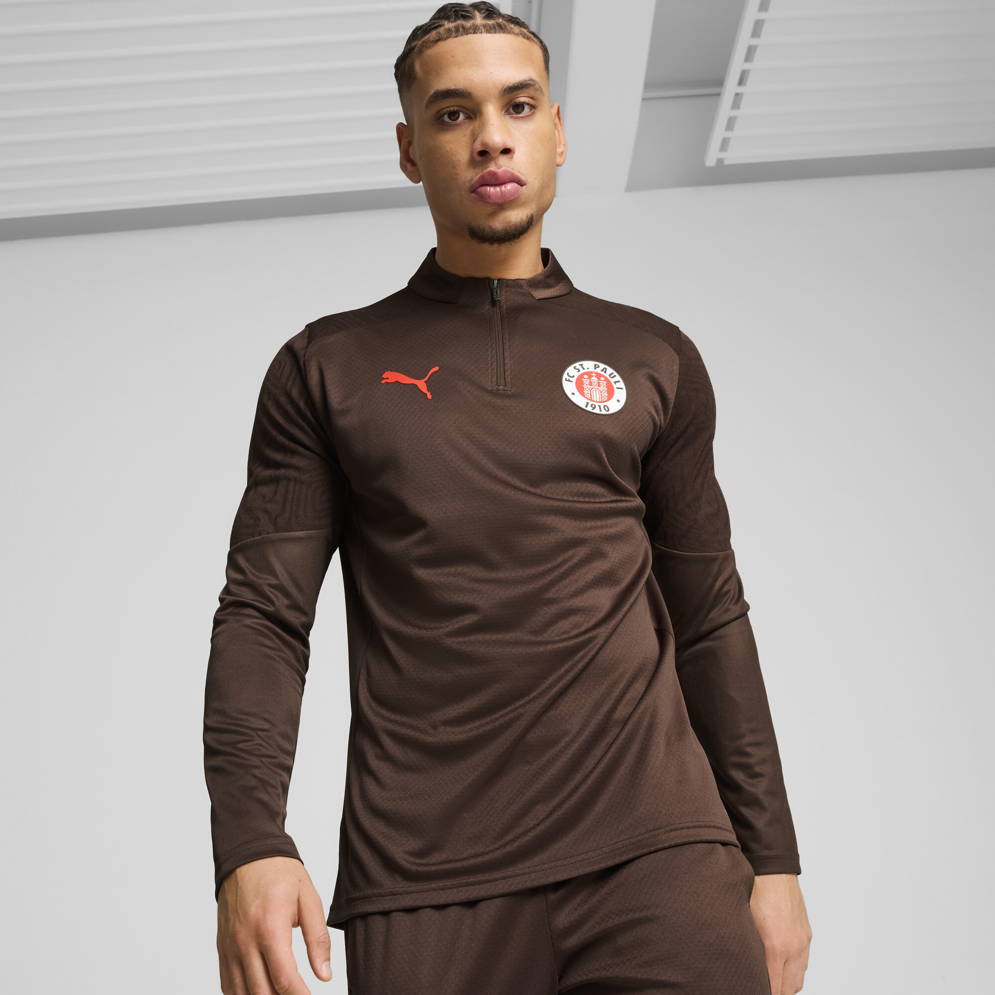 Puma FC St. Pauli Trainingsoberteil Herren | Mit Plain | Dark Chocolate/Red | Größe: L