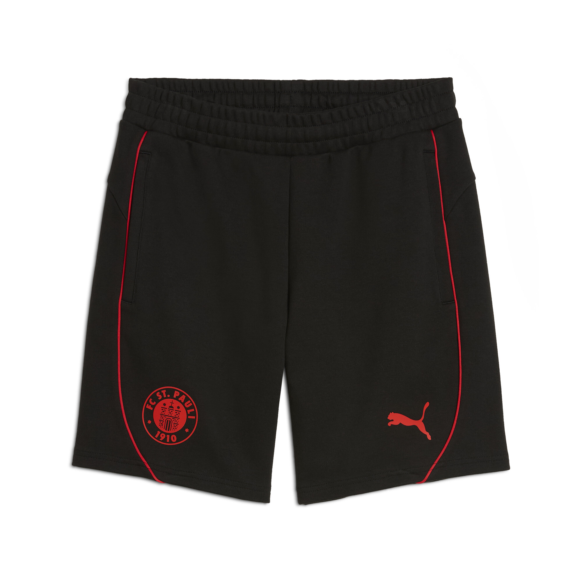 Puma FC St. Pauli Casuals Shorts Herren | Mit Plain | Black/Red | Größe: L