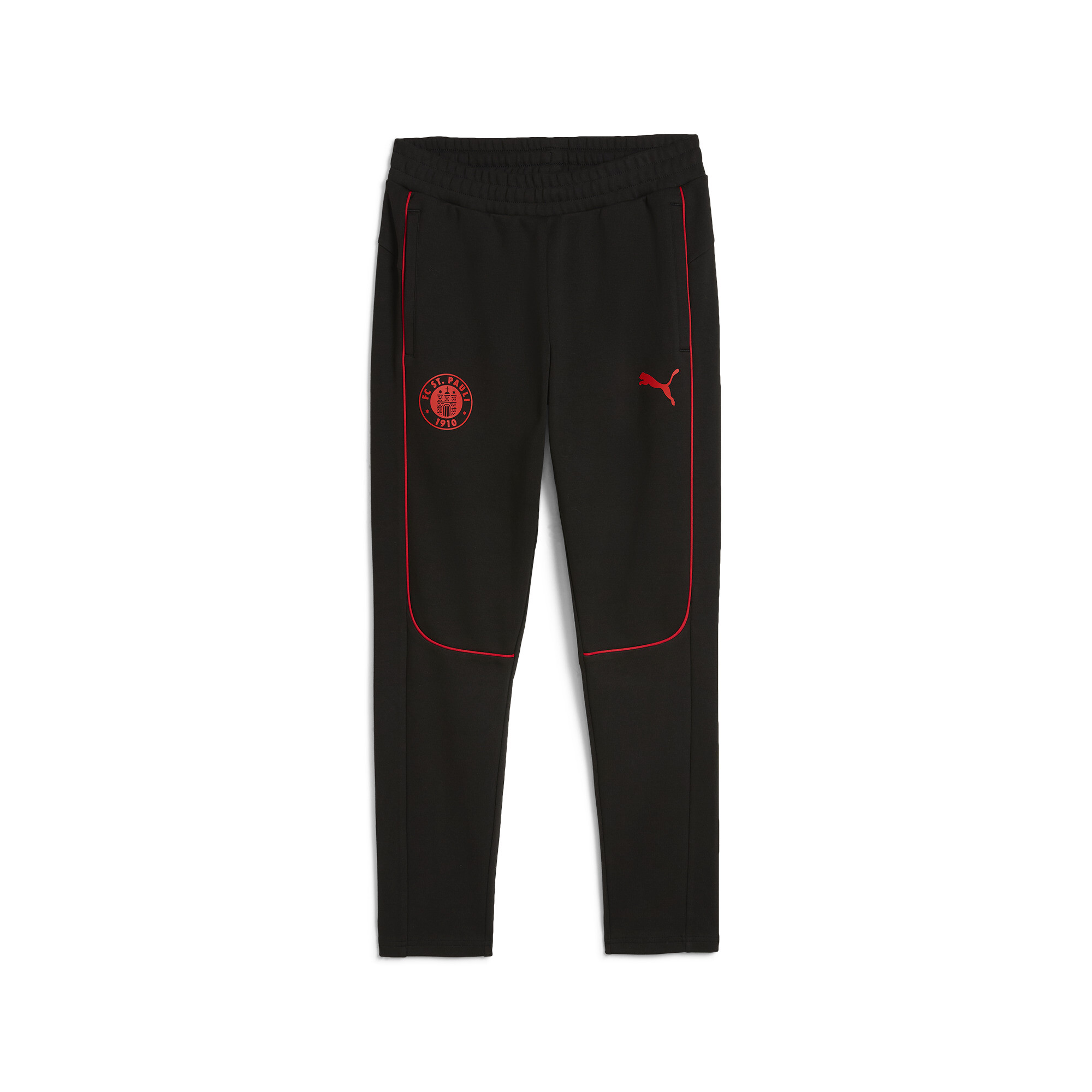 Puma FC St. Pauli Casuals Hose Herren | Mit Plain | Black/Red | Größe: M