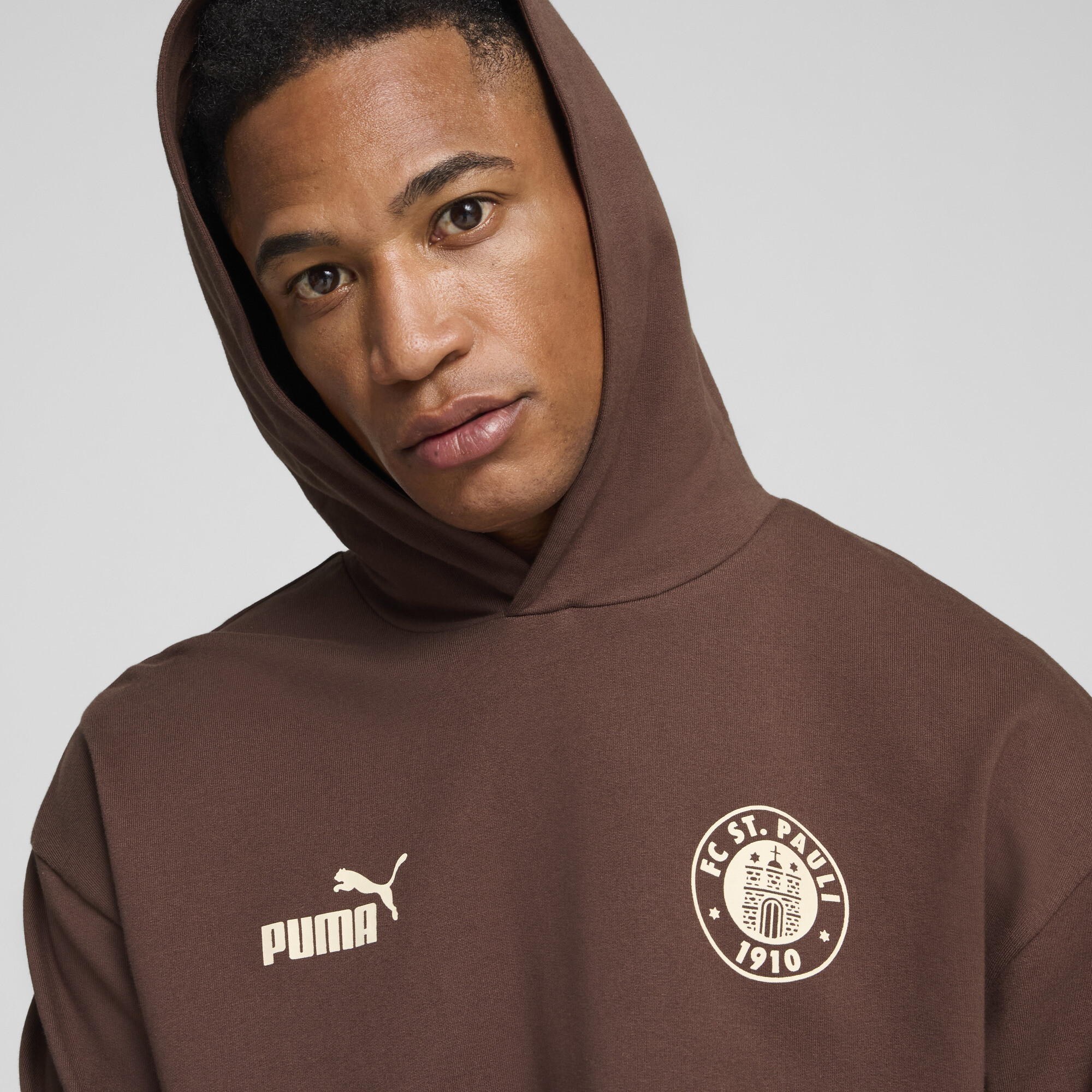 Men's Puma FC St. Pauli Ftbl CULTURE+ Hoodie, Brown, Size XL, Sport