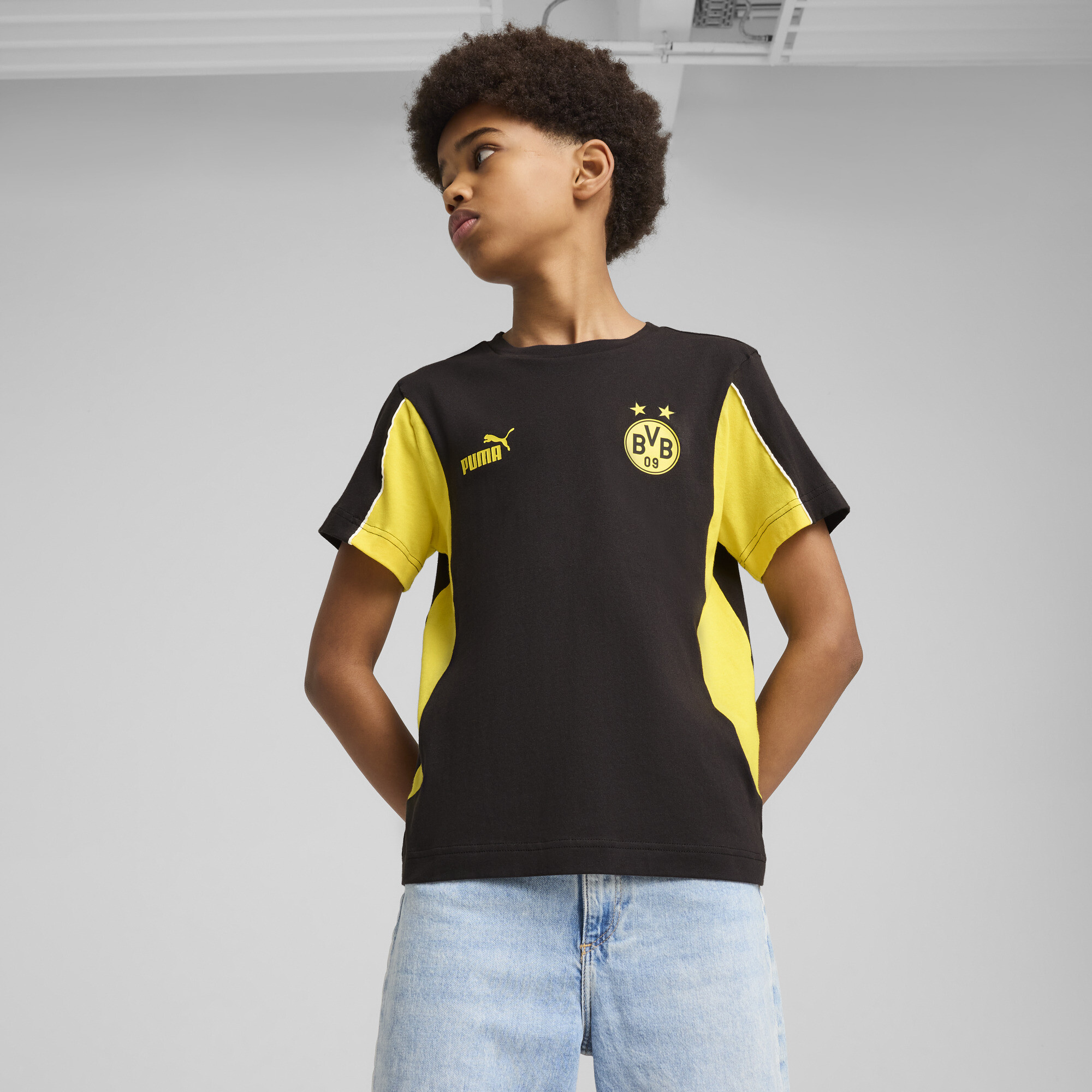 Puma Borussia Dortmund ftblARCHIVE T-Shirt Teenager Für Herren Für Damen Für Kinder | Mit Other Pattern | Black/Faster Y...