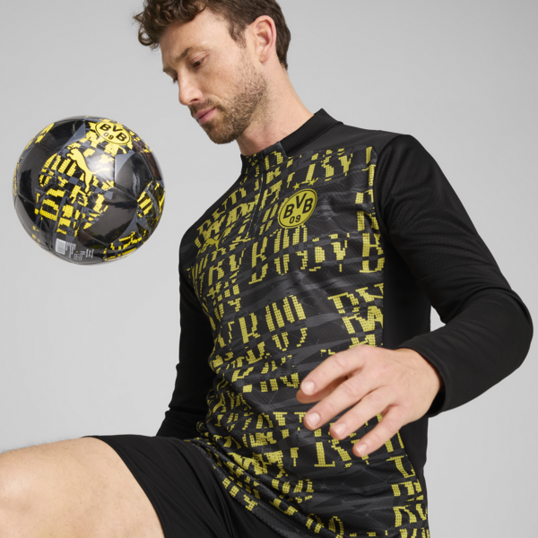 Borussia Dortmund Pre-match Quarter-Zip Top Men, PUMA Black-Faster Yellow, large-ZAF