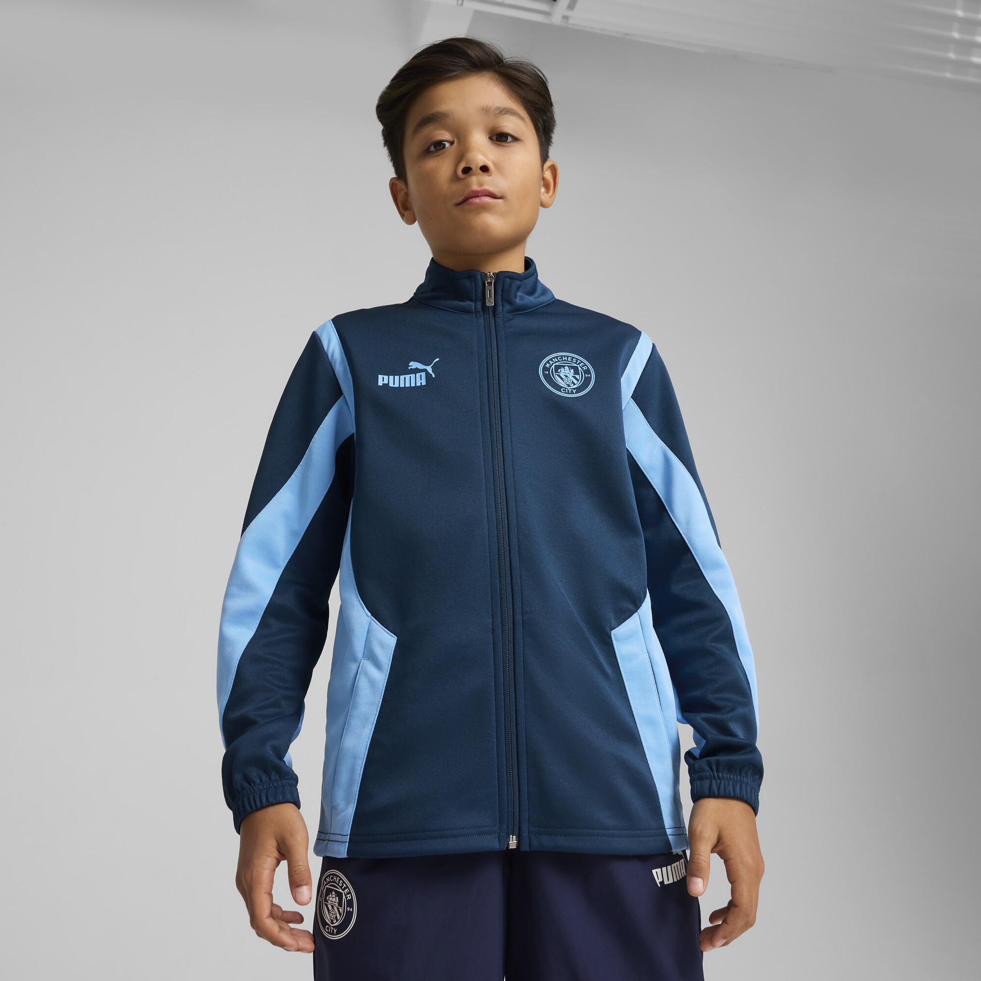 Puma Manchester City ftblNRGY+ Jacke Teenager Für Für Kinder | Marine Blue/Blazing Blue | Größe: 11-12Y