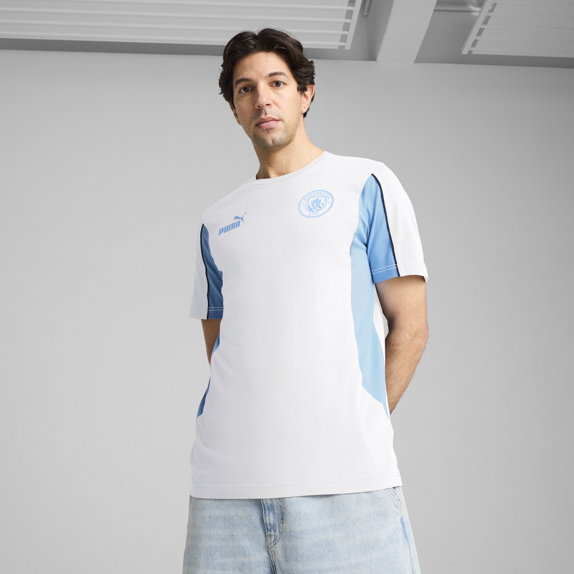 Puma Manchester City ftblARCHIVE T-Shirt Herren | White/Light Blue | Größe: L